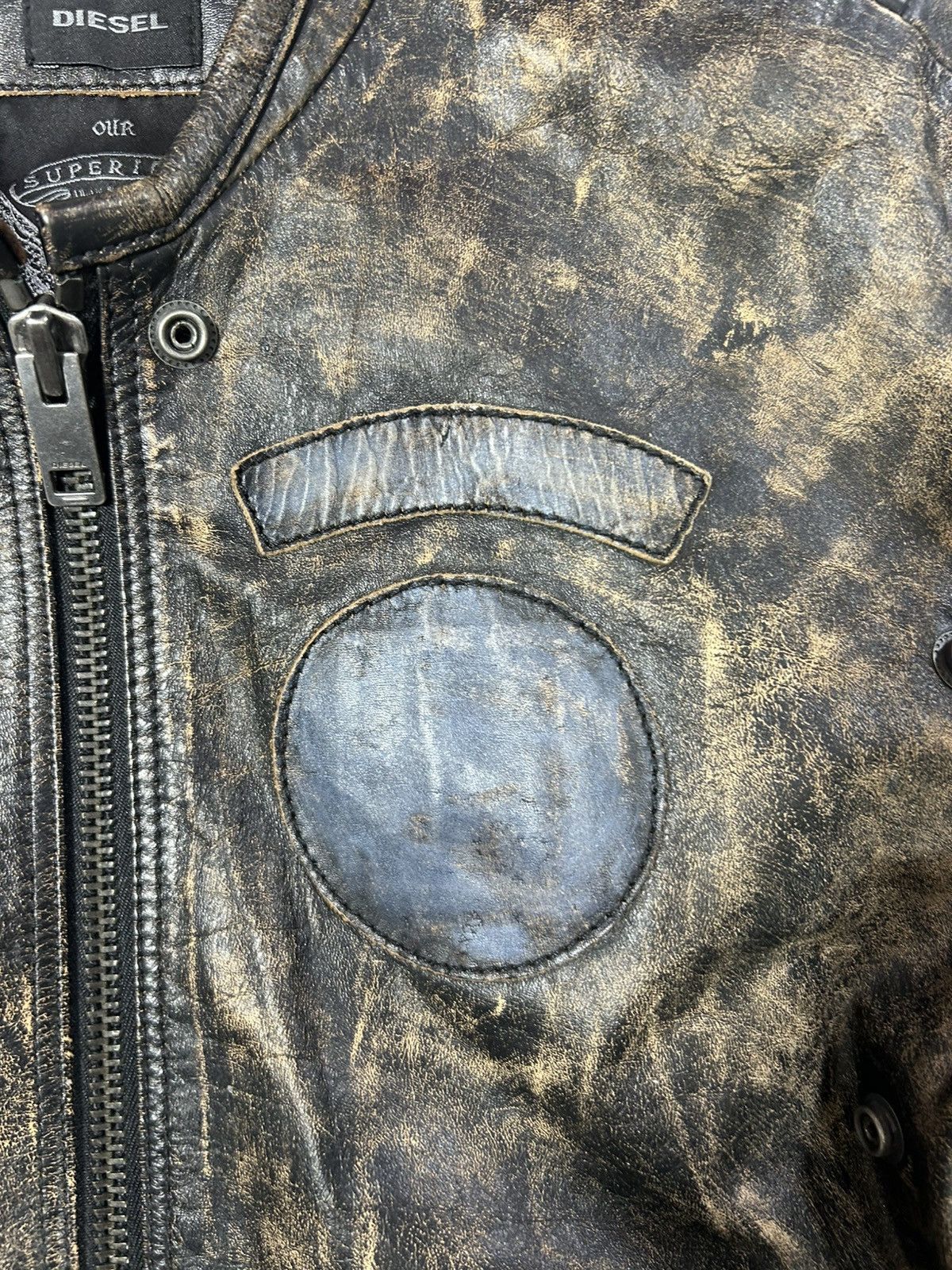 Diesel DIESEL L-COBAIN LEATHER WORN FINISH JACKET BLACK/BROWN Size US L / EU 52-54 / 3 - 3 Thumbnail