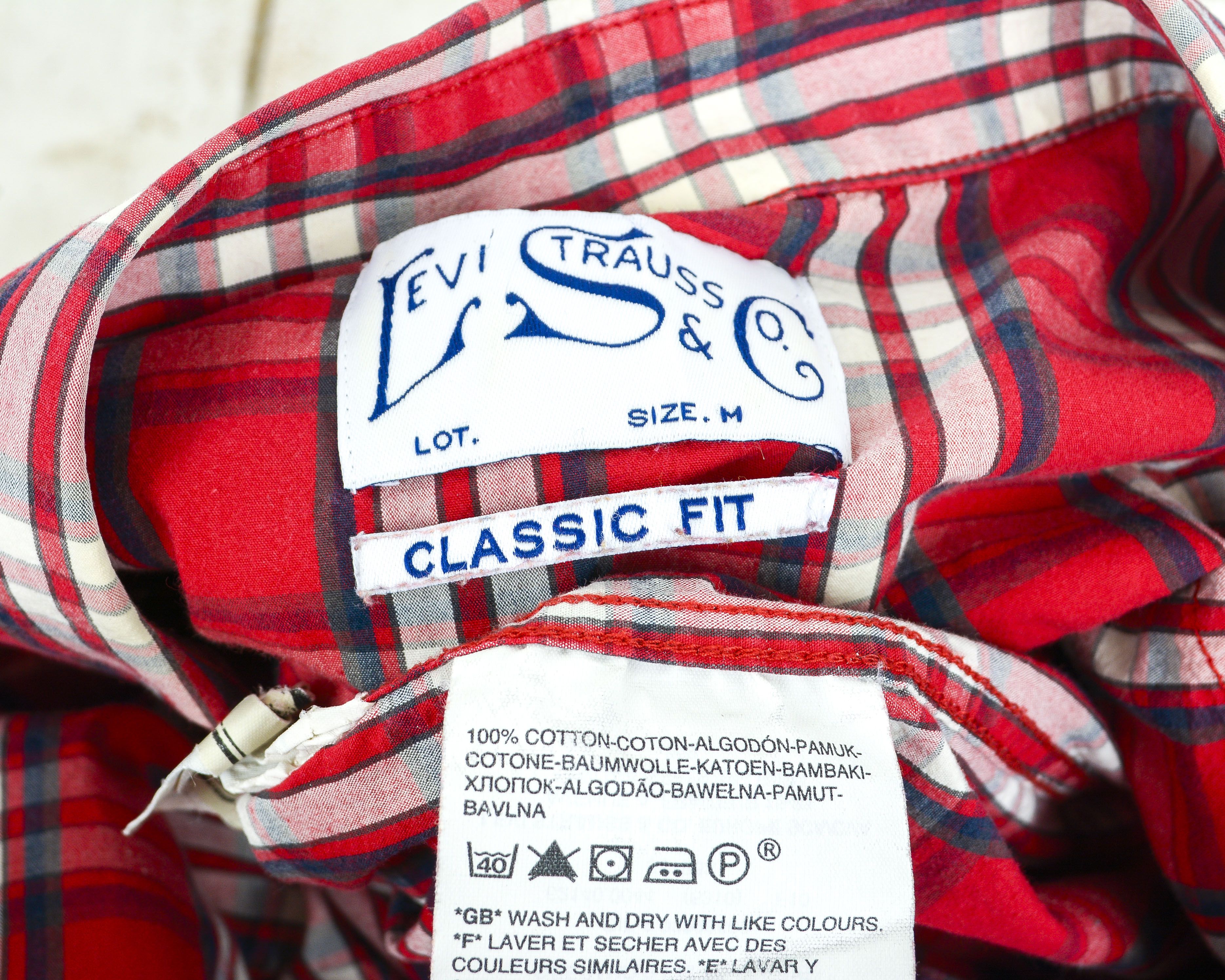 Levi's Casual Shirt Check Plaid Long Sleeve Button Classic Fit Size US M / EU 48-50 / 2 - 2 Thumbnail