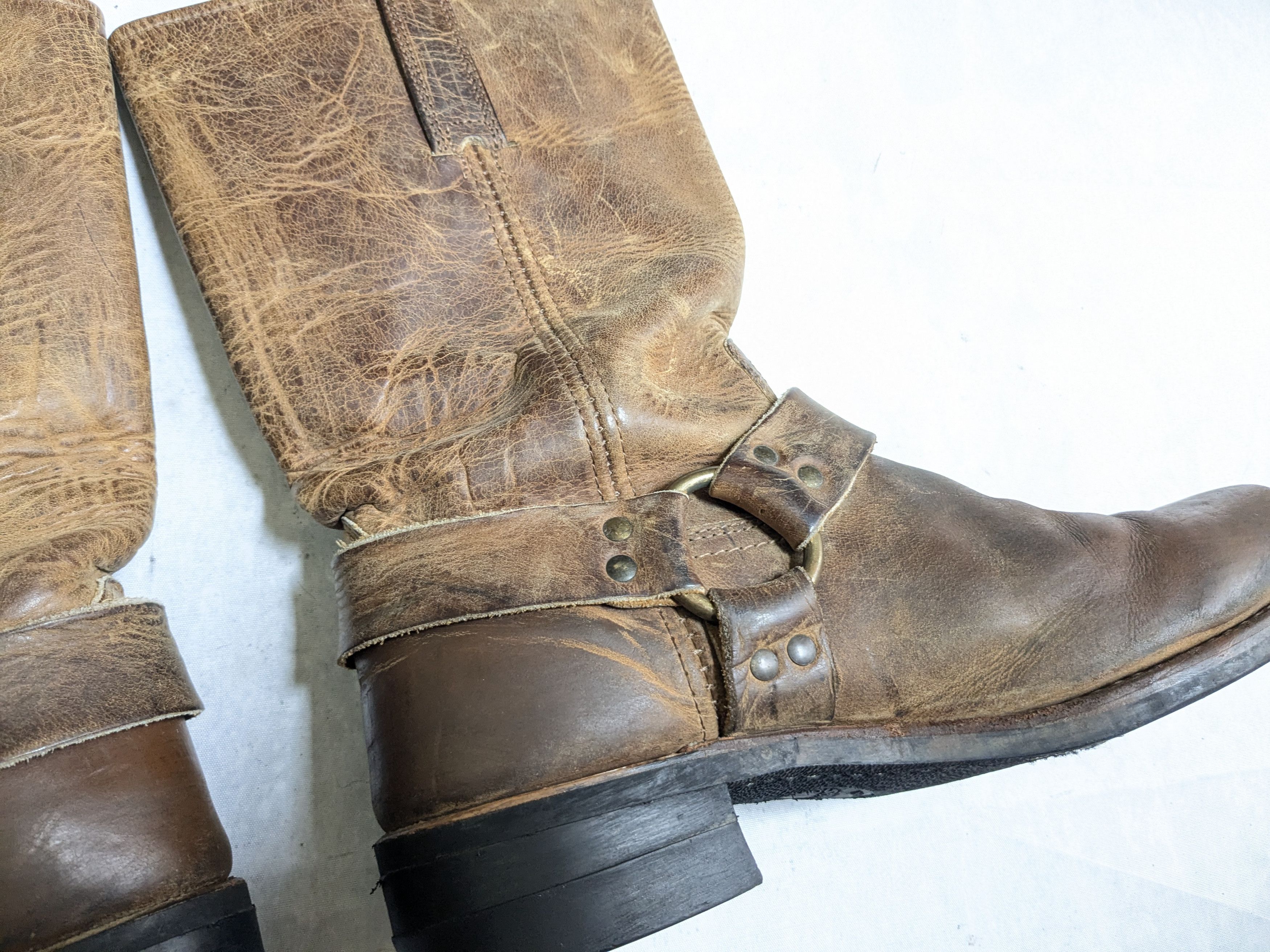 Frye Frye Harness Brown Leather 11 M Leather Buckle Punk Size US 11 / EU 44 - 9 Thumbnail
