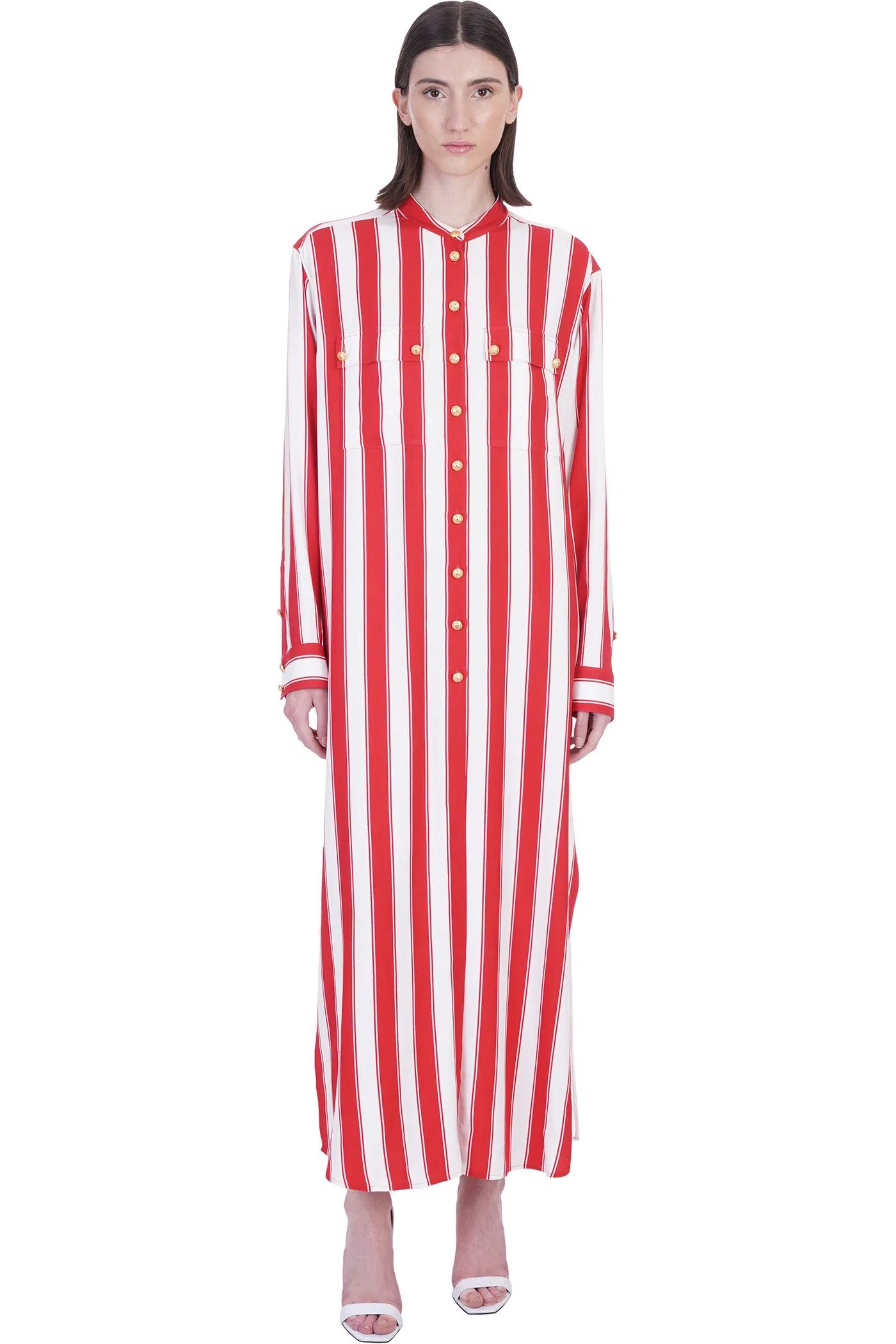 Balmain o1y0525 Maxi Dress in Red/White Size XS / US 0-2 / IT 36-38 - 1 Thumbnail