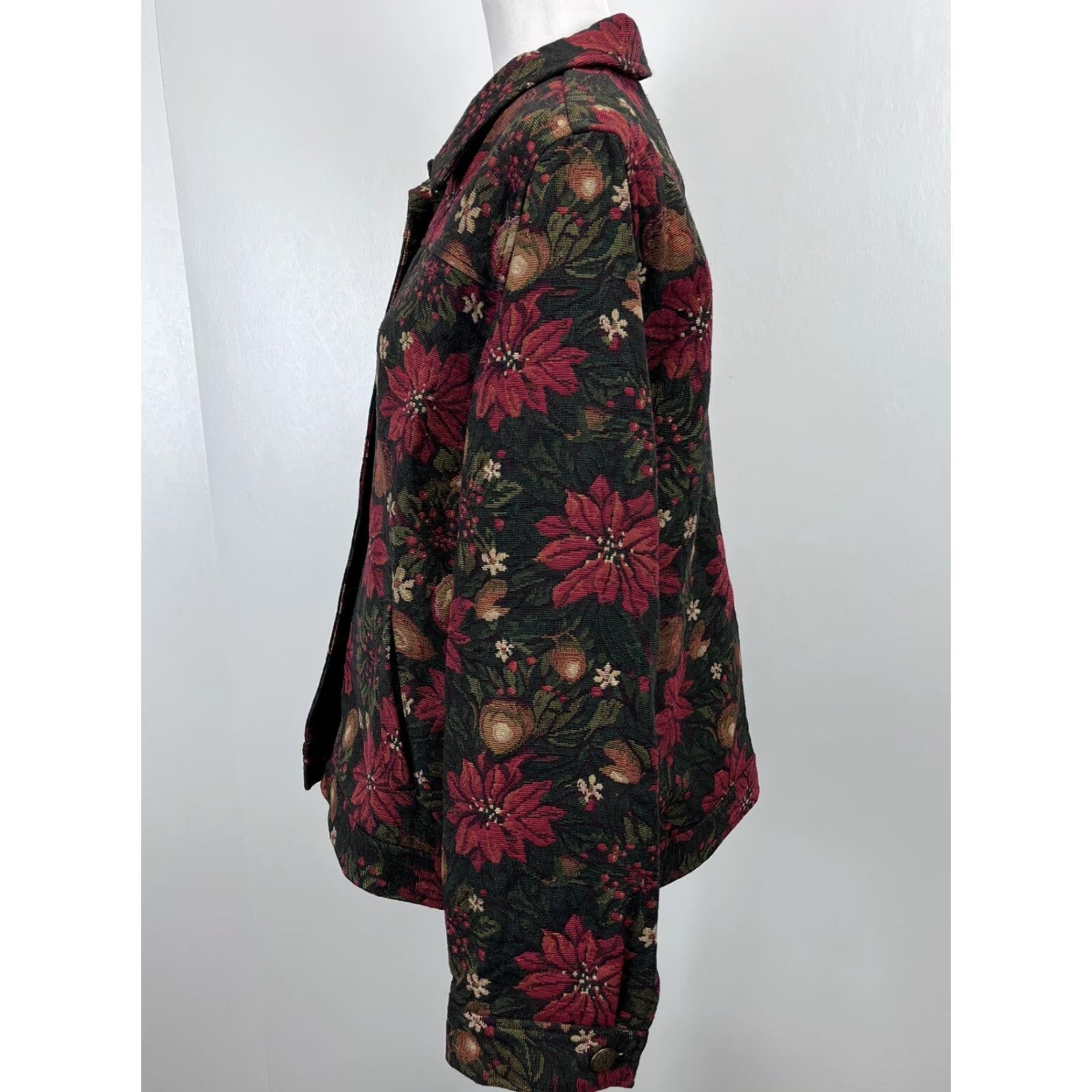 Vintage Vintage The Tog Shop Jacket New Christmas Tapestry Sz Large Poinsettia Grandma Size L / US 10 / IT 46 - 2 Thumbnail