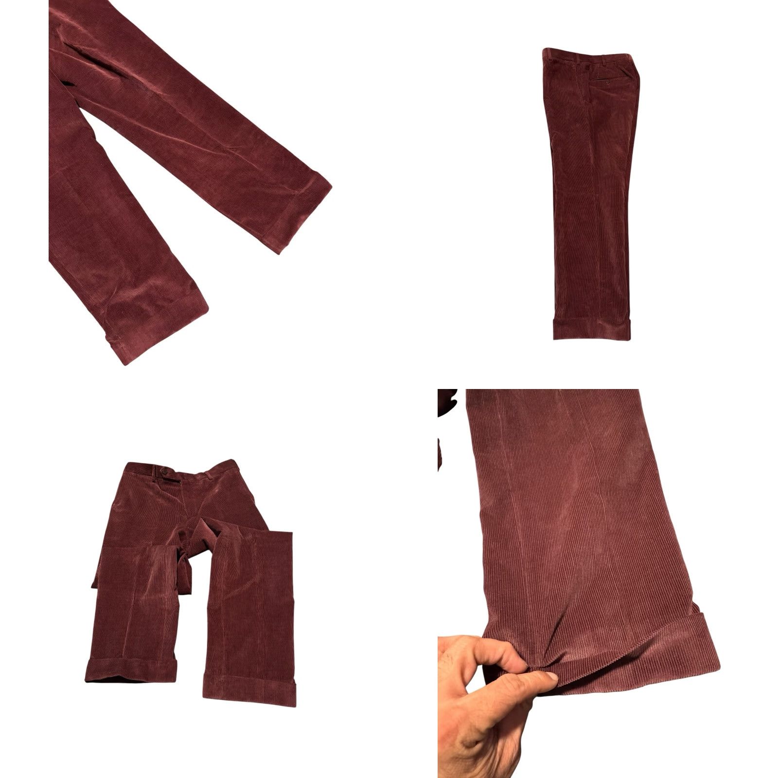 Isaia ISAIA Napoli Corduroy Pants Flat Front Dress Trouser Italy 48 9R (US 32) Red Slim 5-Pocket Design Dress Pants Men Size US 32 / EU 48 - 8 Thumbnail