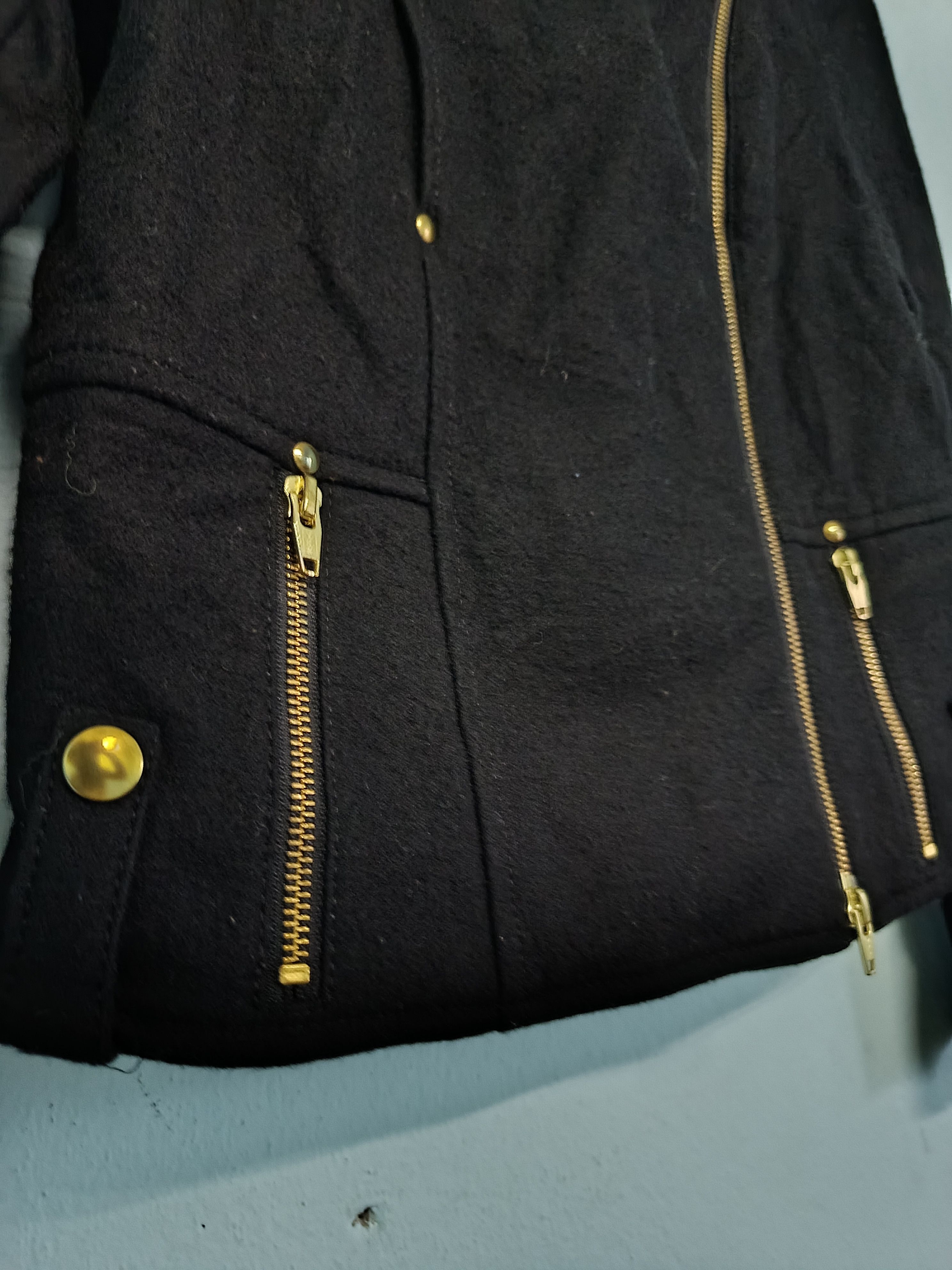 Designer × Japanese Brand Muse Asymmetric Zip Wool Blend Black Jacket Size S / US 4 / IT 40 - 7 Thumbnail