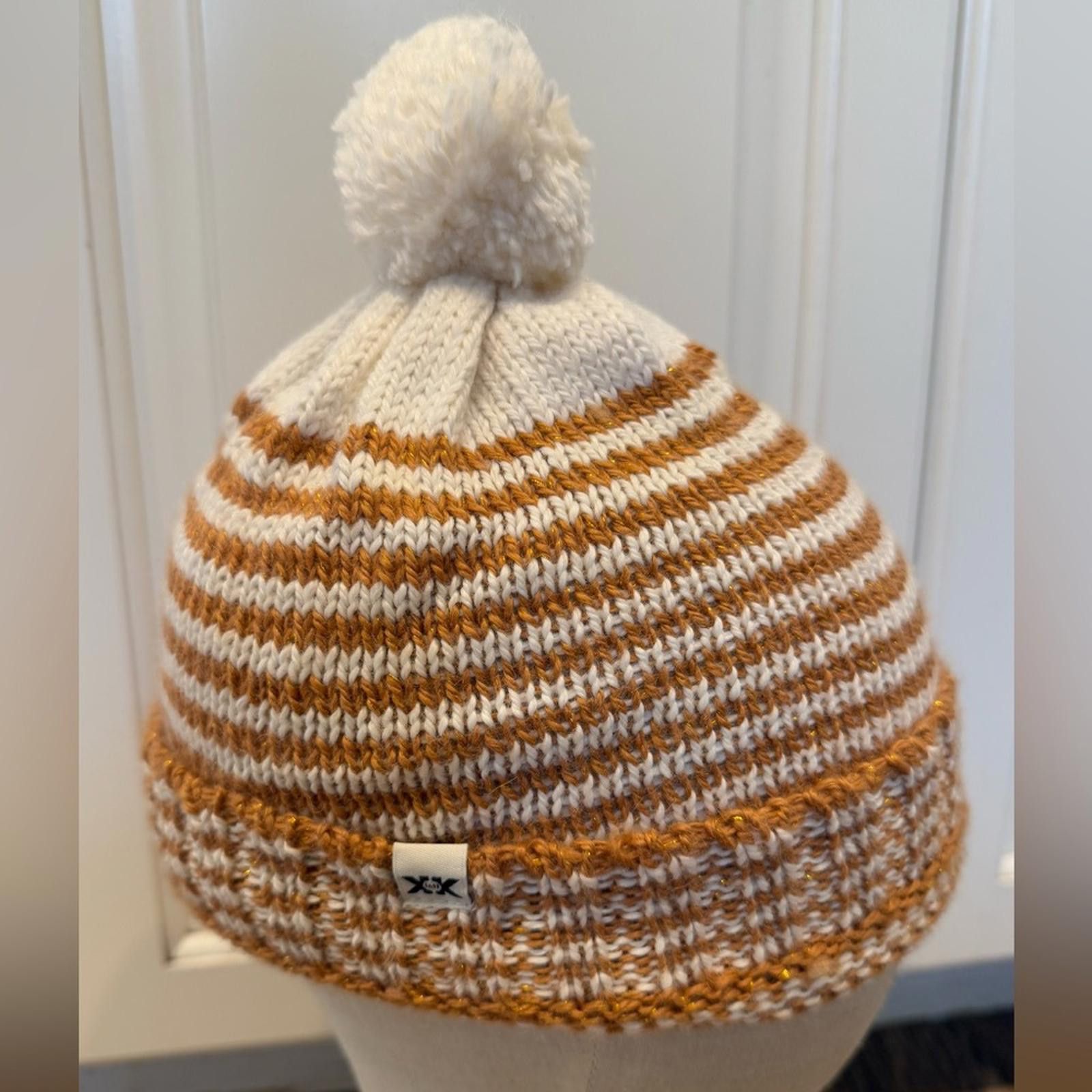 Other Alpaca blend winter pom pom beanie metallic stripes Size ONE SIZE - 1 Thumbnail