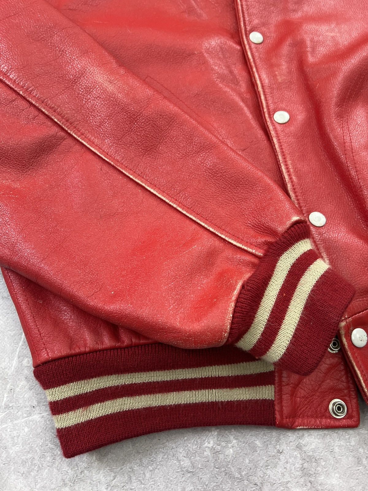 Lee × Vintage Vintage retro leather LEE STORM RIDER TREVOR VARSITY JACKET Size US M / EU 48-50 / 2 - 9 Thumbnail