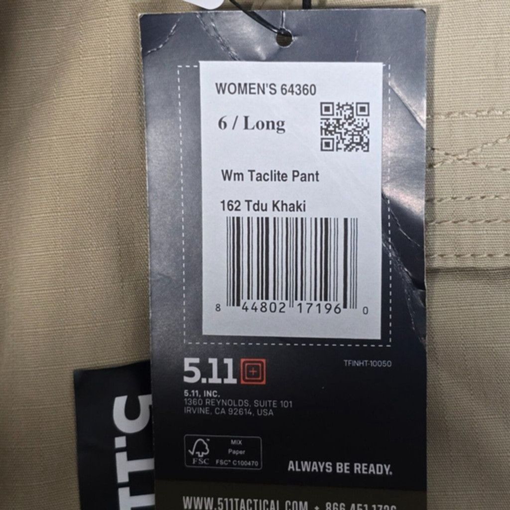 5.11 511 Tactical Pants Womens 6 Long Brown‎ Taclite Cargo New Size 28" / US 6 / IT 42 - 3 Thumbnail