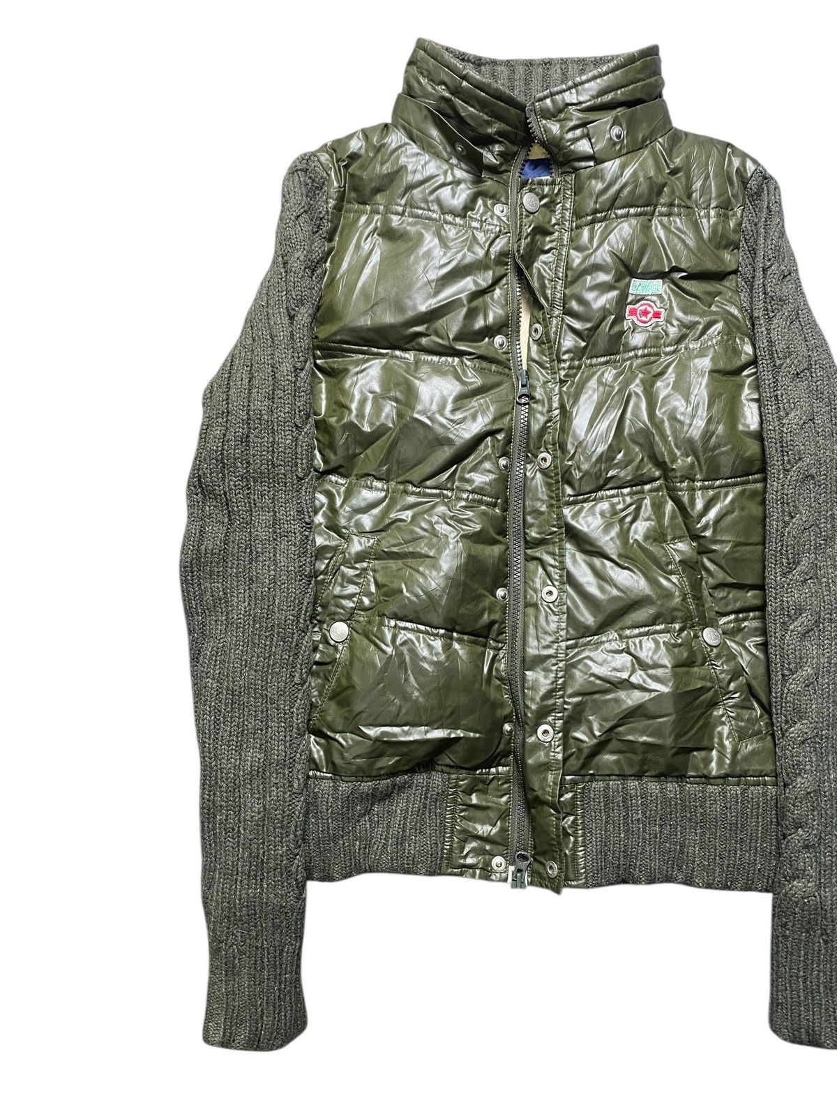 Japanese Brand VINTAGE RABBIT & CO LTD PUFFER KNIT ZIPPER JACKET GREEN ARMY Size US S / EU 44-46 / 1 - 4 Thumbnail
