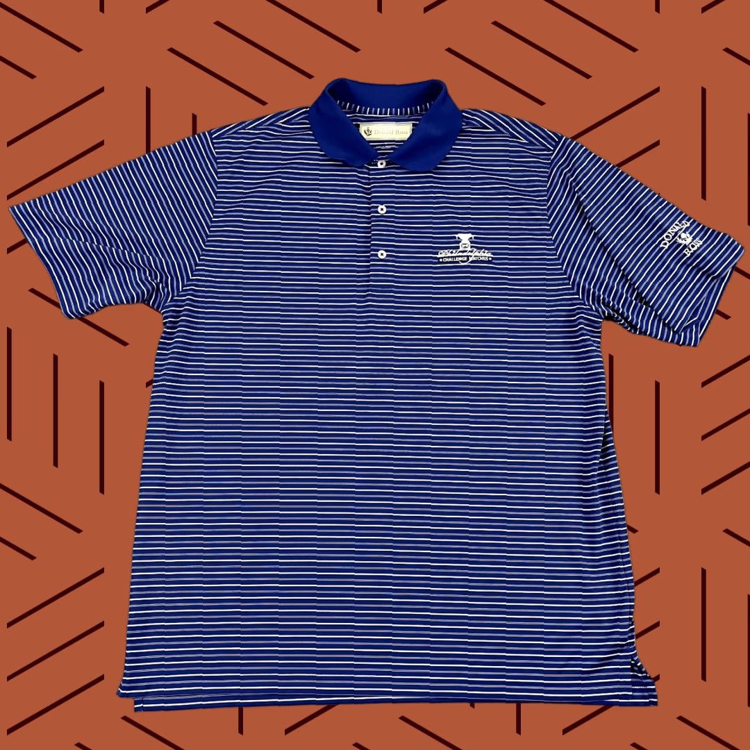 Vintage Donald Ross Polo Shirt Large Mens Blue Striped Philadelphia Challenge Match Golf Size US L / EU 52-54 / 3 - 1 Thumbnail