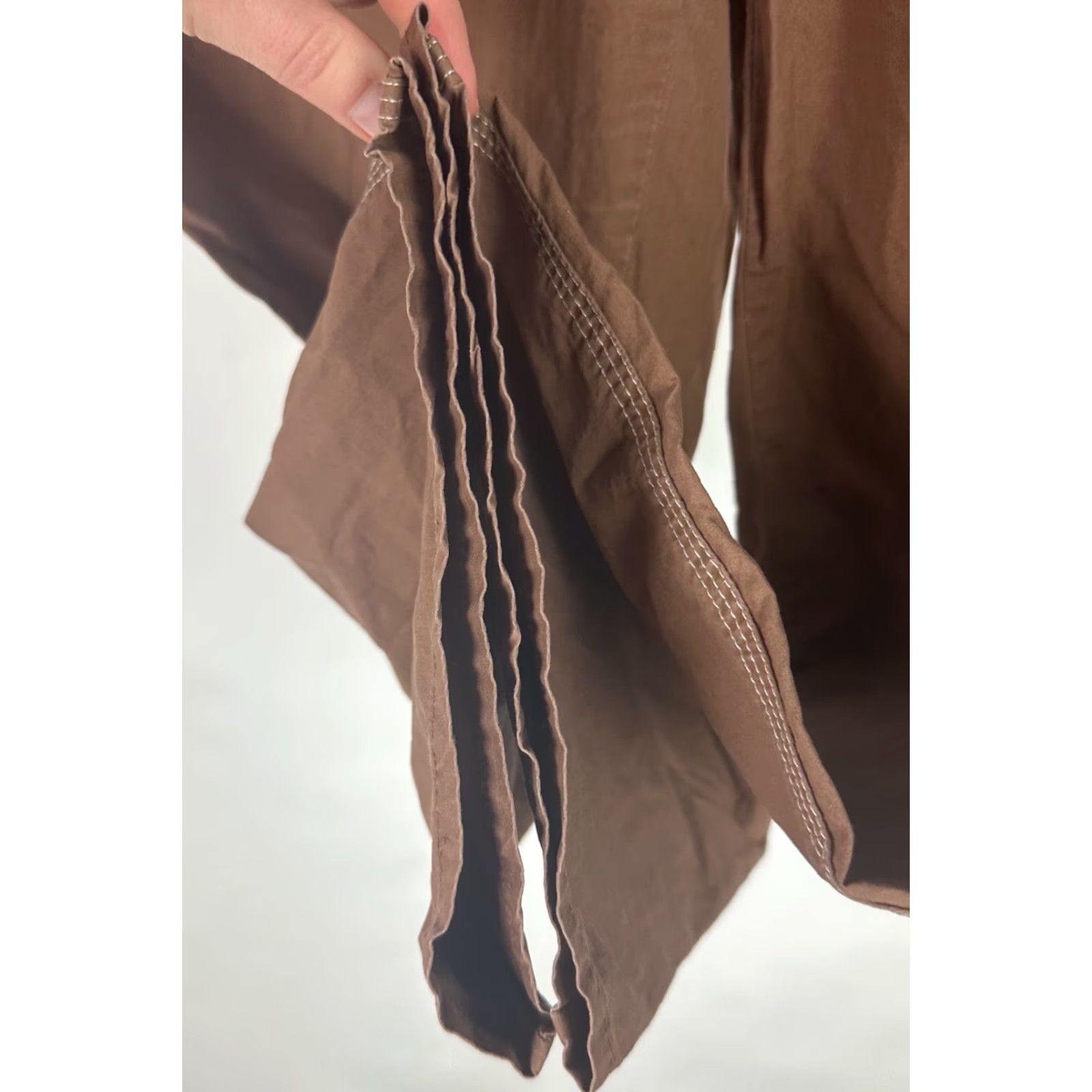 Faded Glory VINTAGE Capri Pants 90s Y2K Brown Cropped Lace Up Corset Lightweight Cotton 23In Inseam M Size M / US 6-8 / IT 42-44 - 5 Thumbnail
