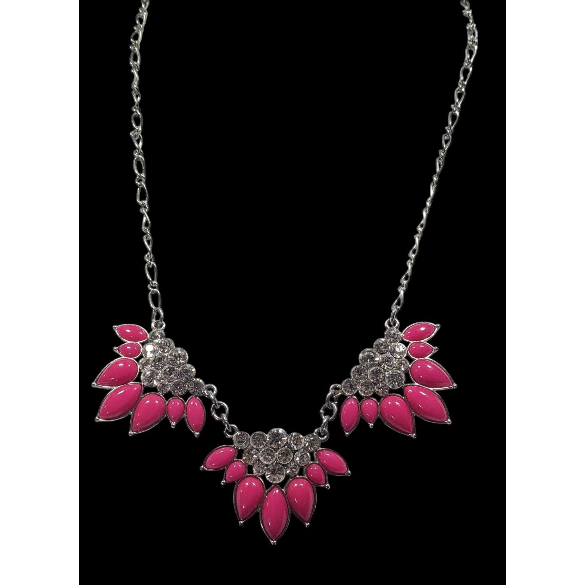 Other Y2K Floral Glam Pink And Silver Tone Statement Necklace Size ONE SIZE - 2 Thumbnail