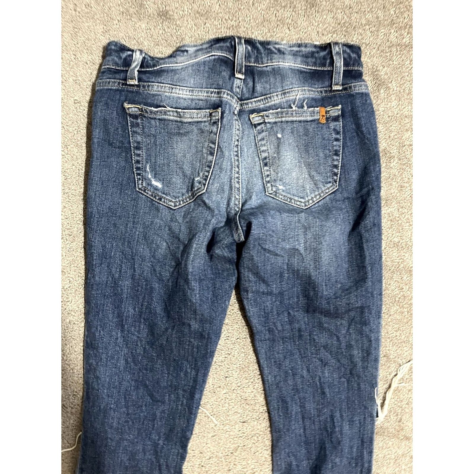 Vintage Joe's Jeans Keagan Womens 25 Blue Mid Rise Straight Ankle Distressed Denim Jeans Size 42" / US 20 - 4 Thumbnail