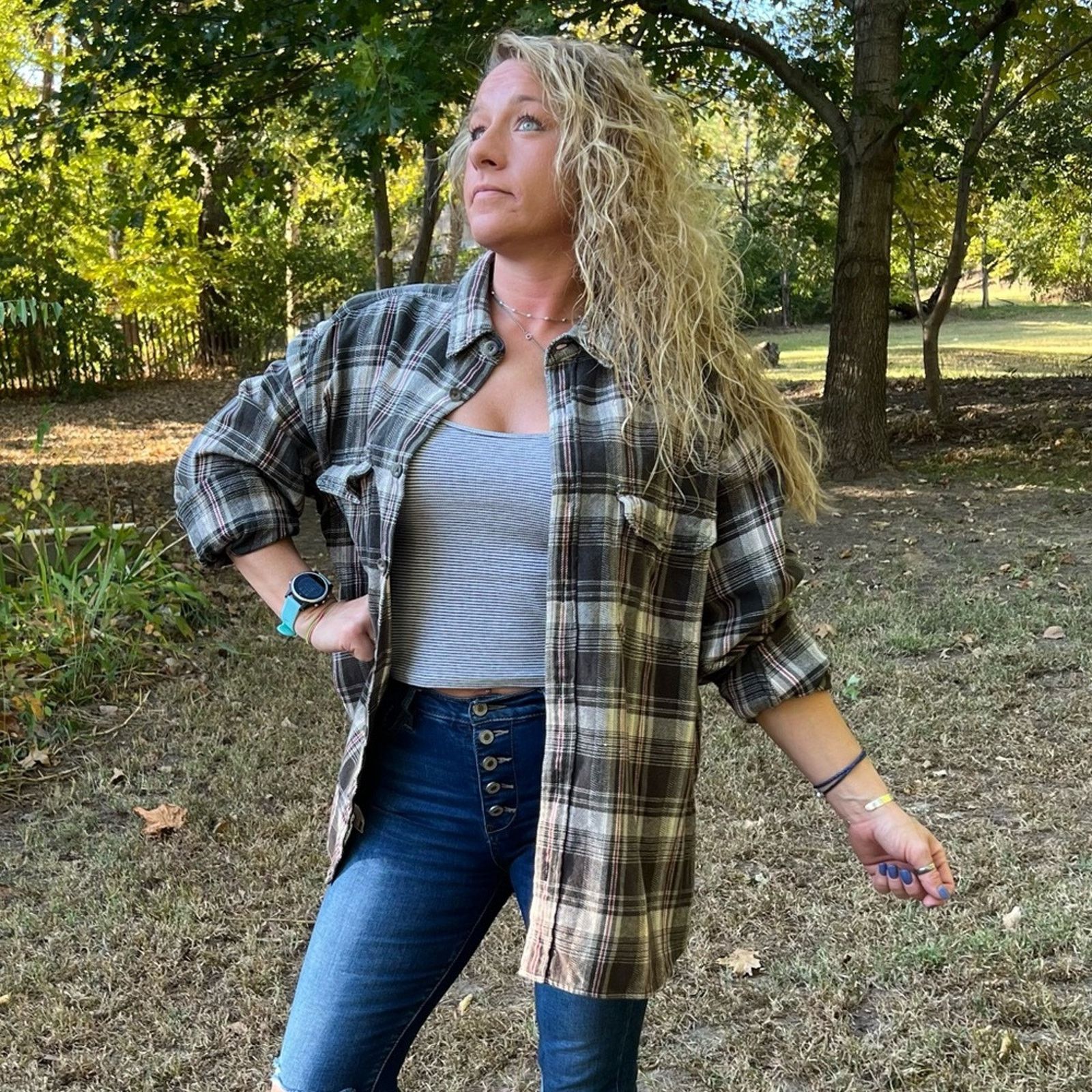 Woolrich Woolen Mills Woolrich grey plaid long sleeve button down shirt shacket Size XL / US 12-14 / IT 48-50 - 2 Thumbnail