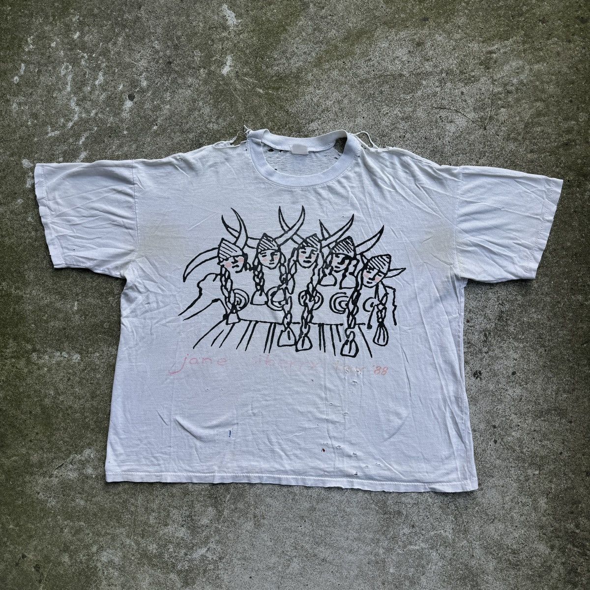 Band Tees Jane Siberry Thrashed Faded Distressed Shirt ERD Grunge Size US XXL / EU 58 / 5 - 1 Thumbnail
