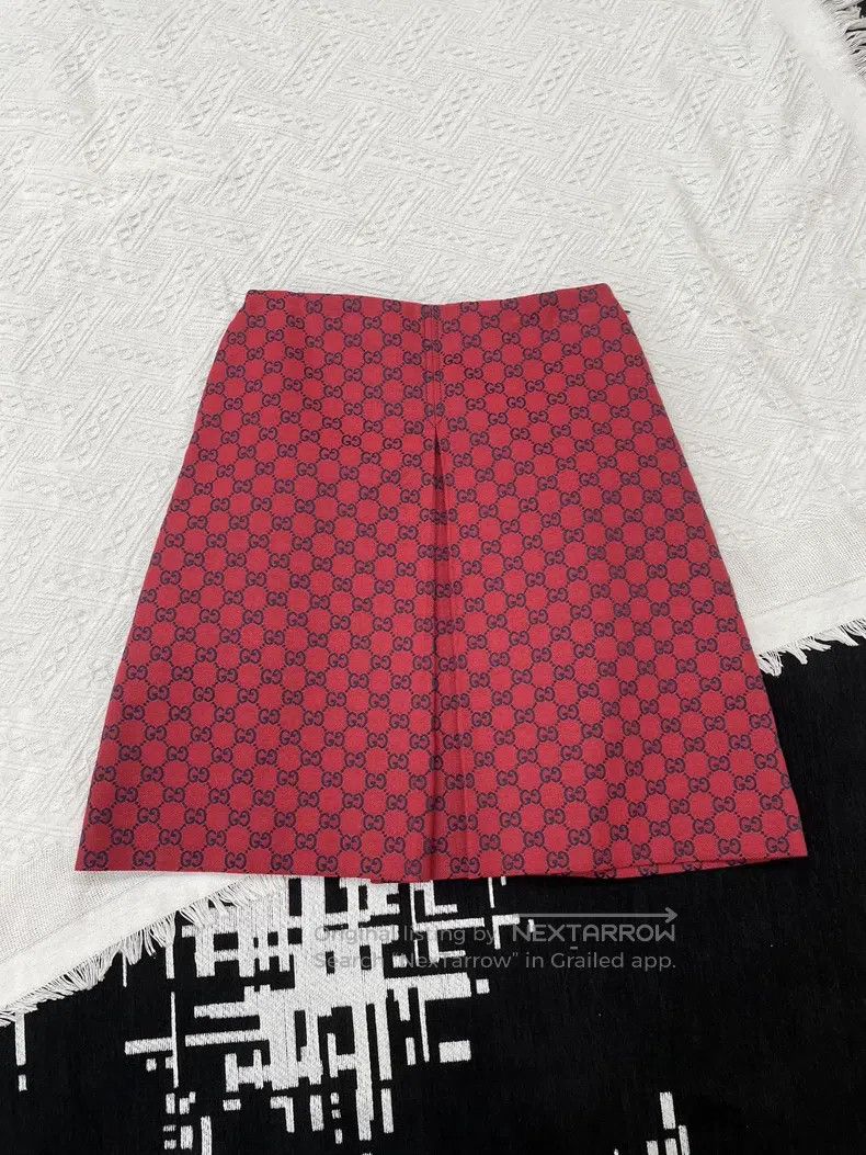 Gucci Red full logo full double G skirt