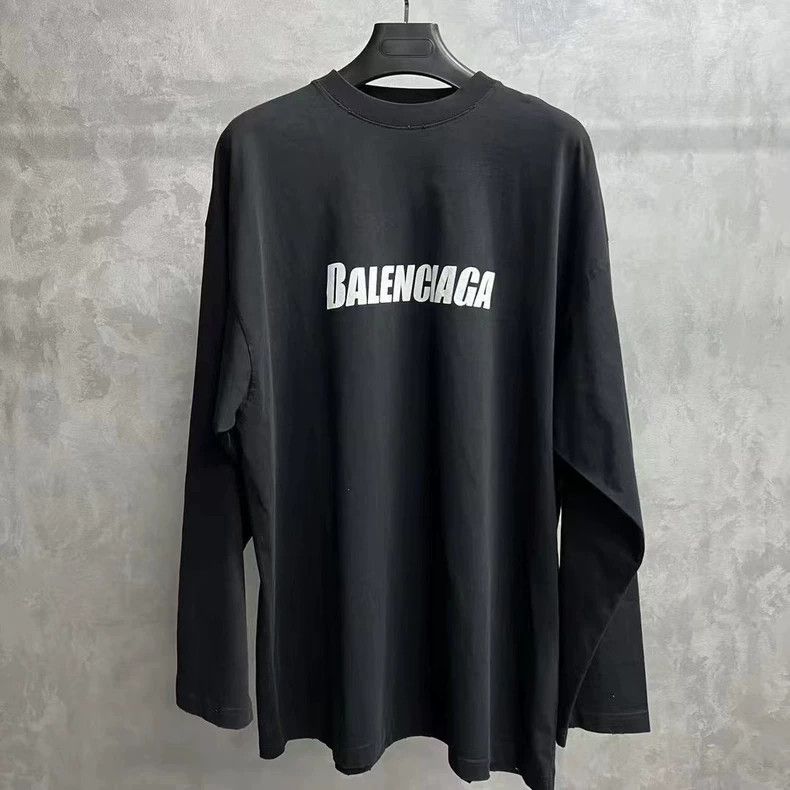 Balenciaga Balenciaga Black Logo Long Sleeve T-shirt - dmc Size US M / EU 48-50 / 2 - 1 Thumbnail