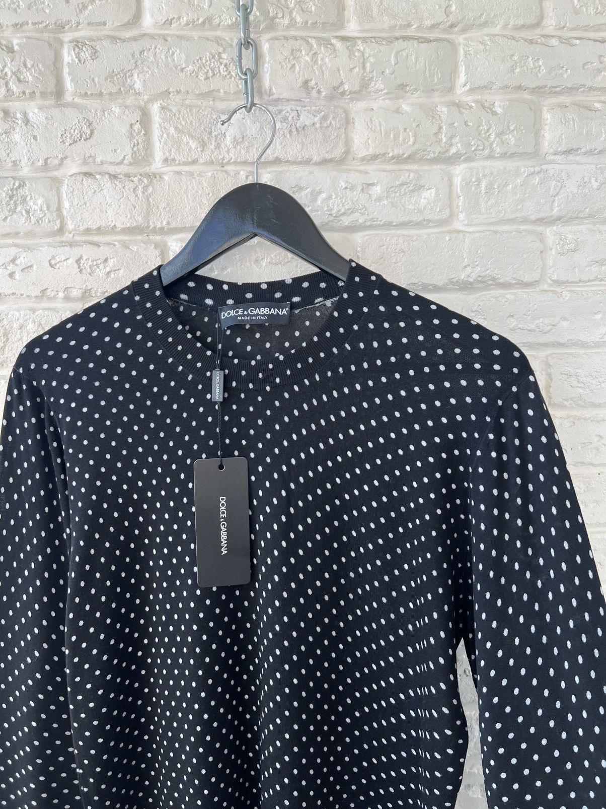 Dolce & Gabbana Dolce&Gabbana Silk Polka Dot Crew Neck Sweater Size US S / EU 44-46 / 1 - 2 Thumbnail