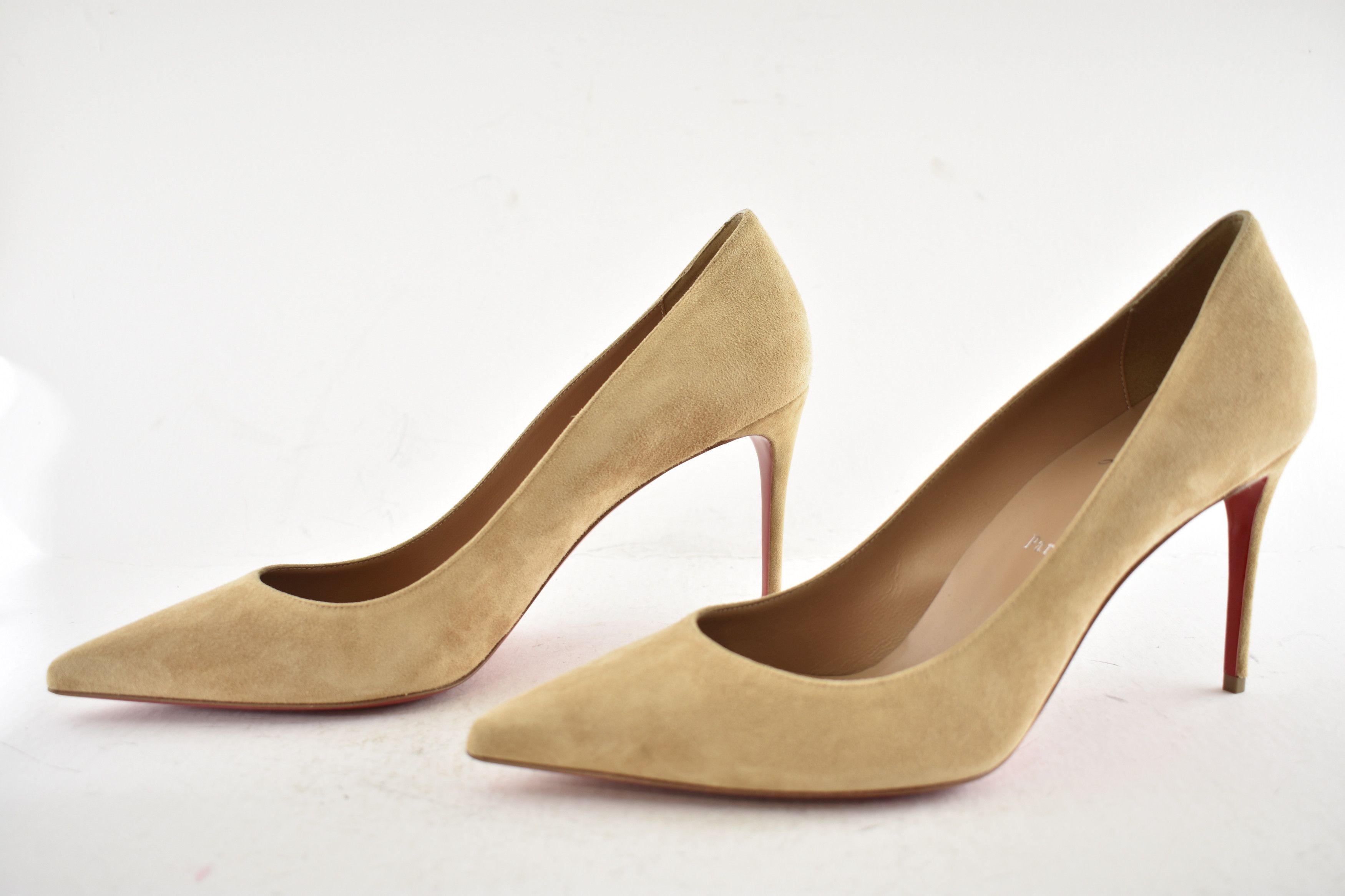 Christian Louboutin Kate 85 Lionne Beige Suede Classic Pointed Toe Heel Pump 42 Size US 12 / IT 42 - 11 Thumbnail