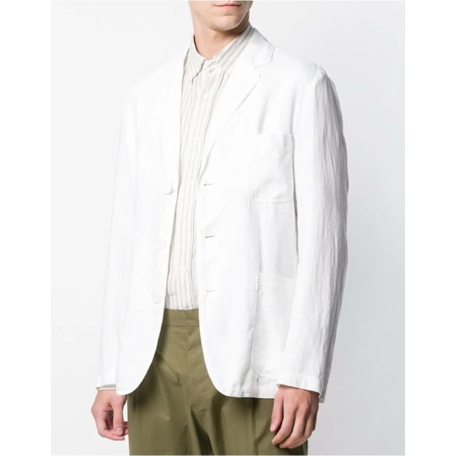 Aspesi Samurai Blazer - White Linen Lightweight Ice Blazer Jacket Size US S / EU 44-46 / 1 - 1 Thumbnail