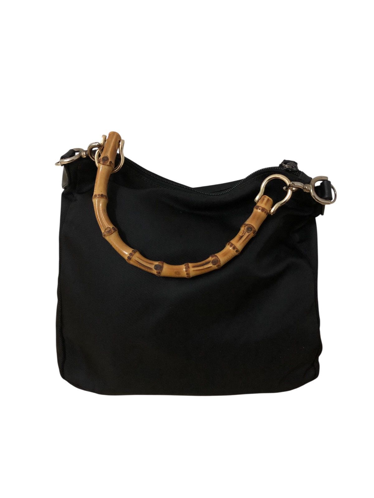 Gucci Vintage Gucci Bamboo Shoulder Bag Nylon Gucci Top Handle Size ONE SIZE - 9 Thumbnail