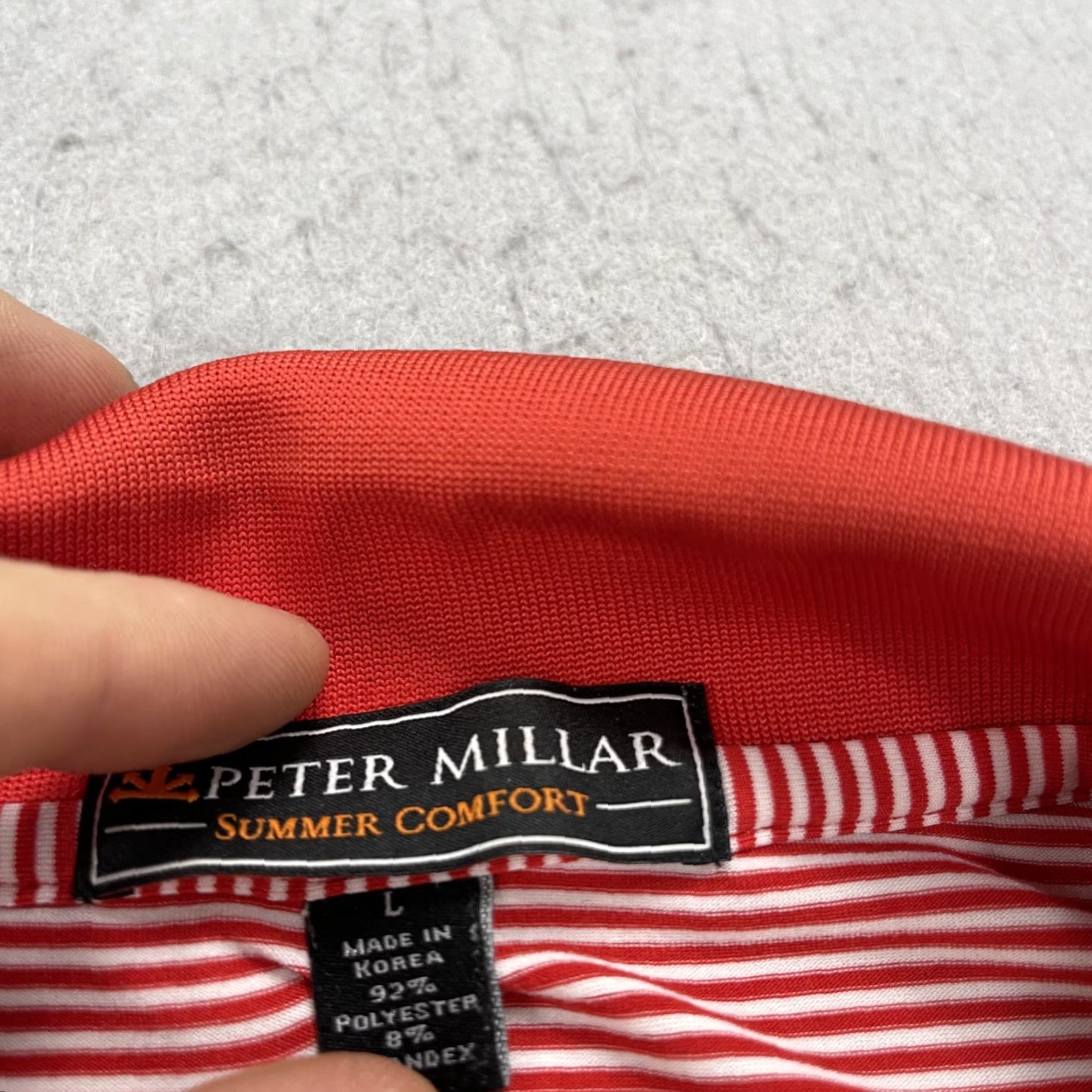 Peter Millar Peter Millar Golf Polo Shirt Mens L Red White Striped Summer Comfort Polo Size US L / EU 52-54 / 3 - 3 Thumbnail