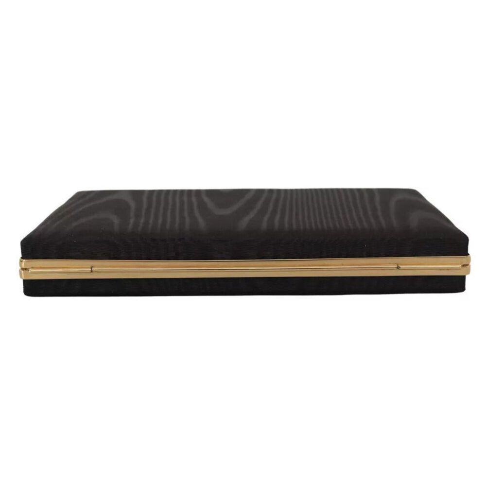 Dolce & Gabbana Dolce & Gabbana Black Silk Gold Frame Clutch Evening Party P Size ONE SIZE - 3 Thumbnail