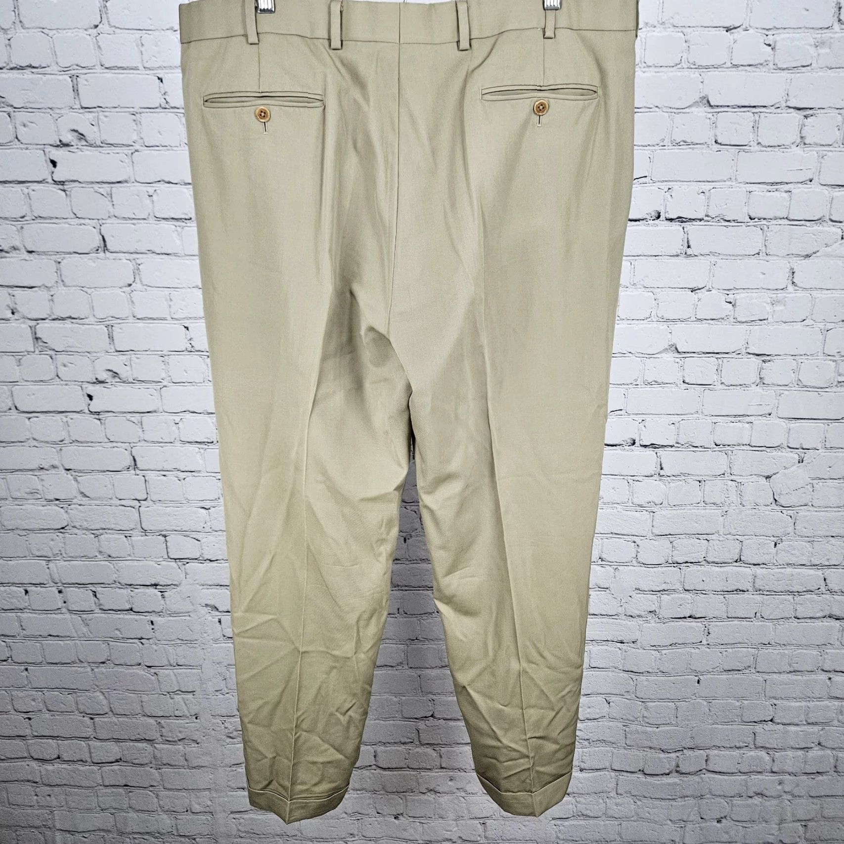 Brooks Brothers VINTAGE Brooks Brothers Dress Pants Tan 100% Wool Madison 1818 Pleated Cuffed Straight Leg 40 Men Size US 40 / EU 56 - 2 Thumbnail