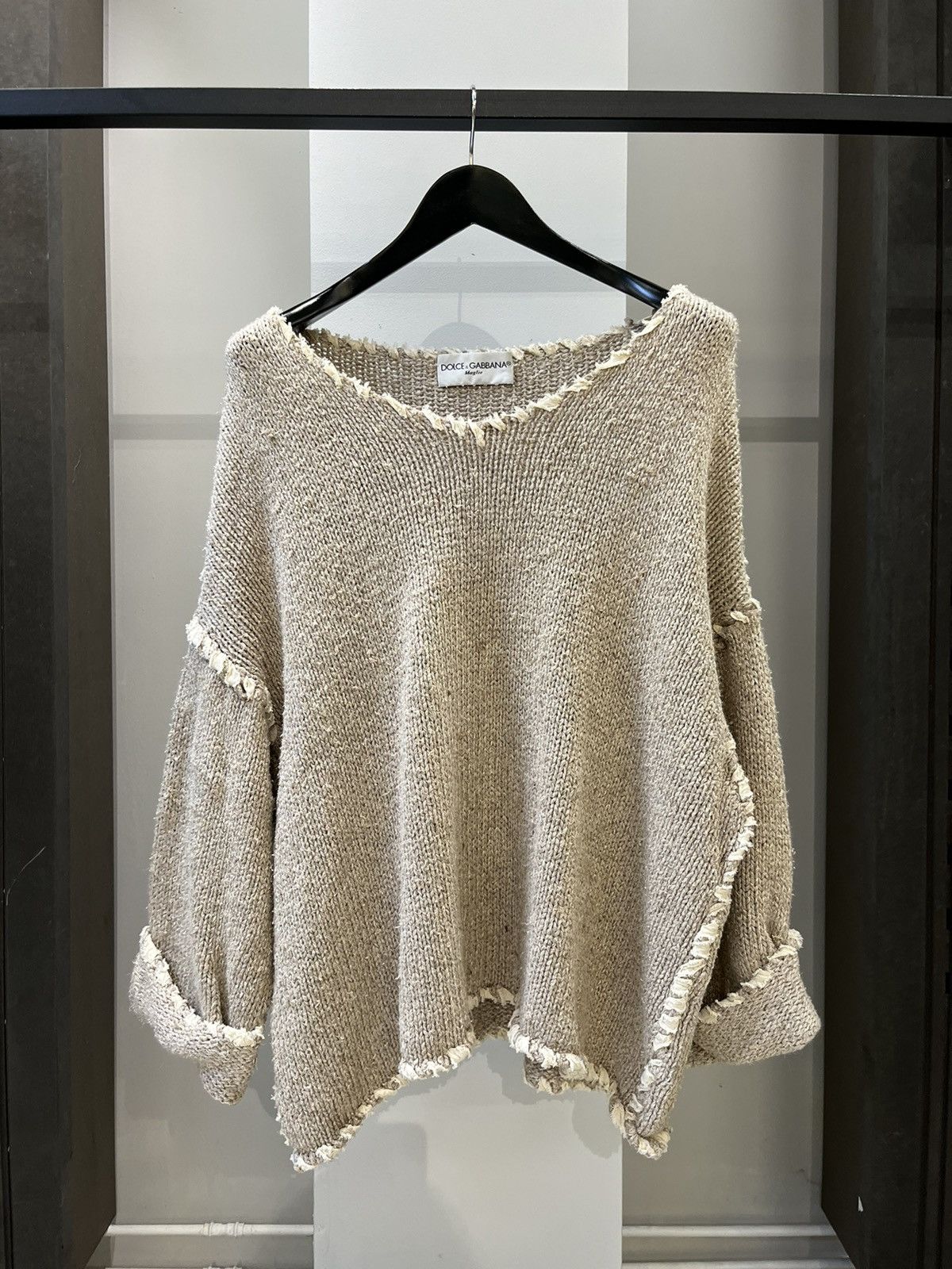 image of Dolce Gabbana Maglie 80's Cloth Silk Oversized Knit Sweater, Women's (Size Large)