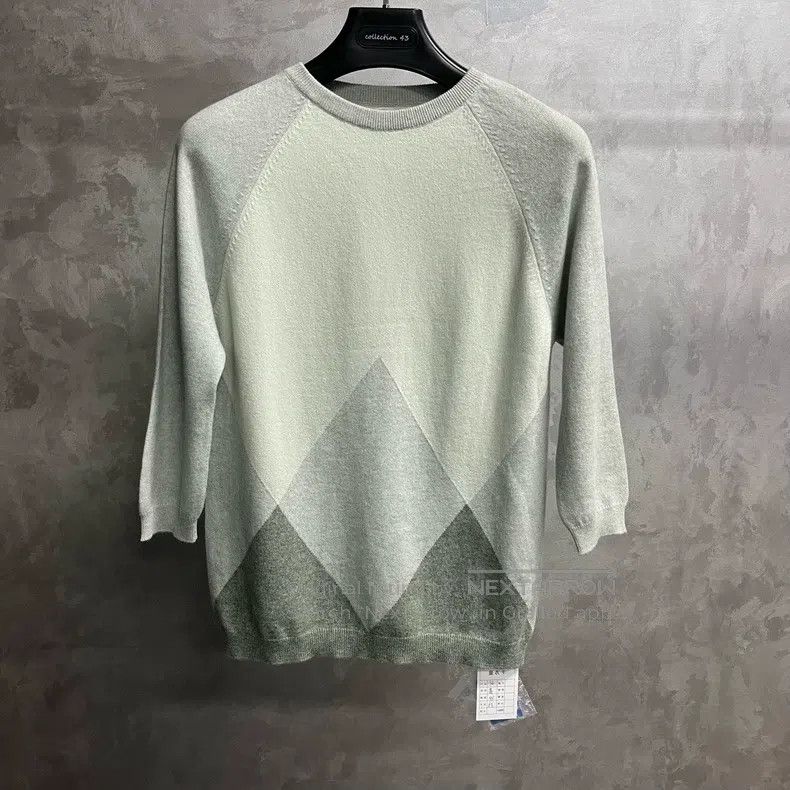 Hermes Hermes Gray and Green Color Block Geometric Pattern Knit S Size XS / US 0-2 / IT 36-38 - 1 Thumbnail