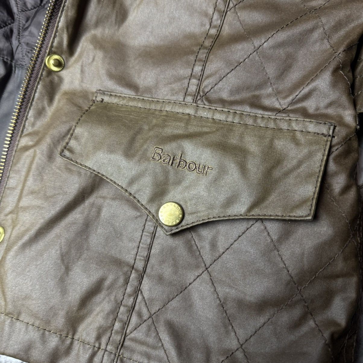 Barbour × Vintage Barbour Wax Jacket Quilted Brown Size 10 Size M / US 6-8 / IT 42-44 - 7 Thumbnail