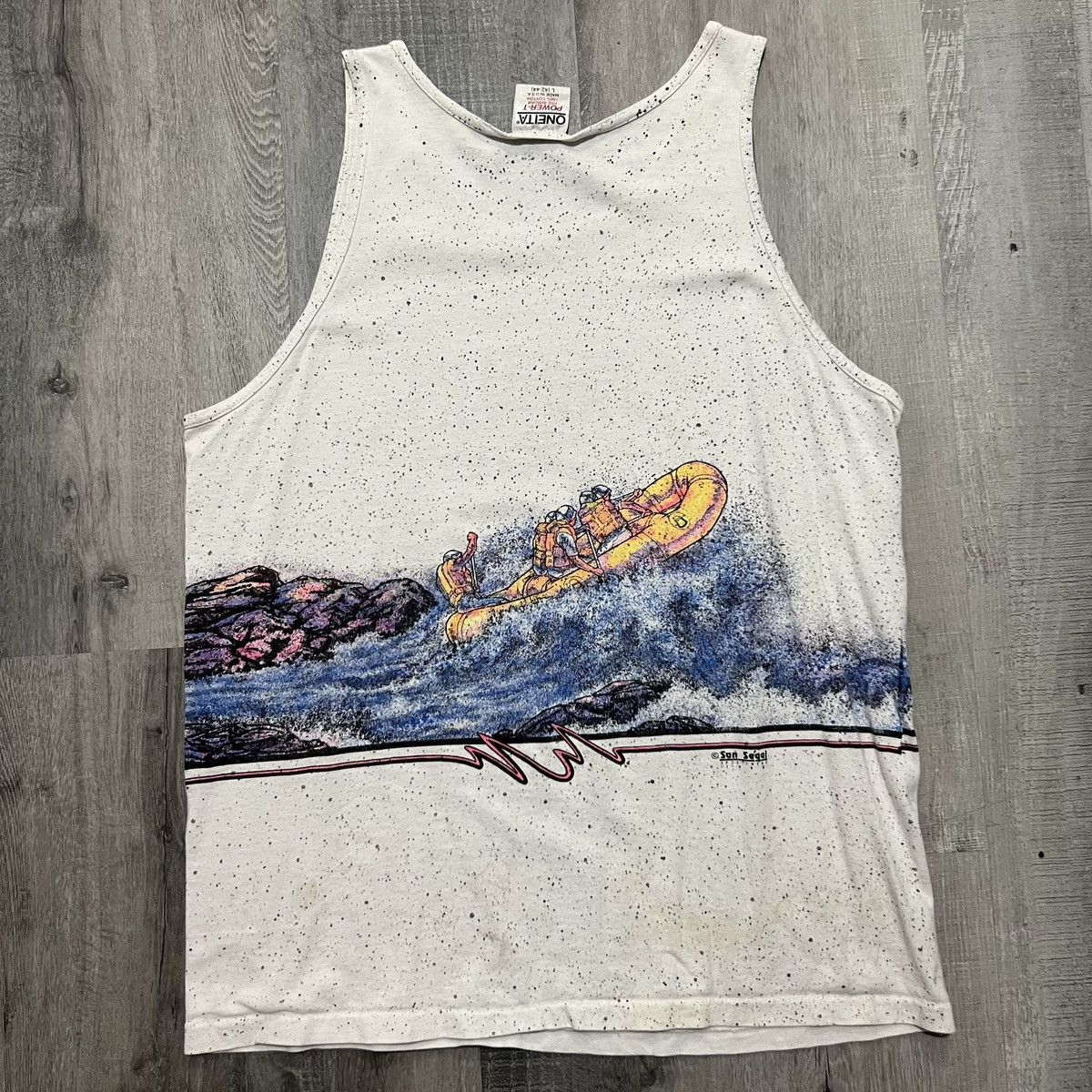 Vintage VTG Paddle Or Die 1990 Rafting White Water Rapids Tank Top Size US L / EU 52-54 / 3 - 3 Thumbnail