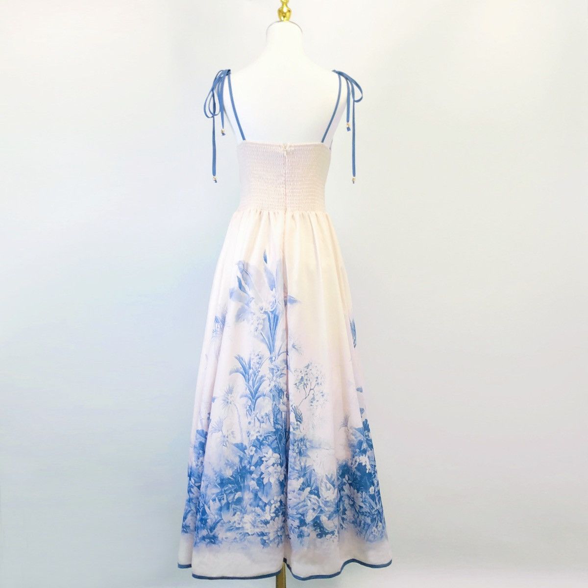 Zimmermann NWT Zimmermann Blue Floral Porcelain Midi Slip Dress Size M / US 6-8 / IT 42-44 - 2 Thumbnail