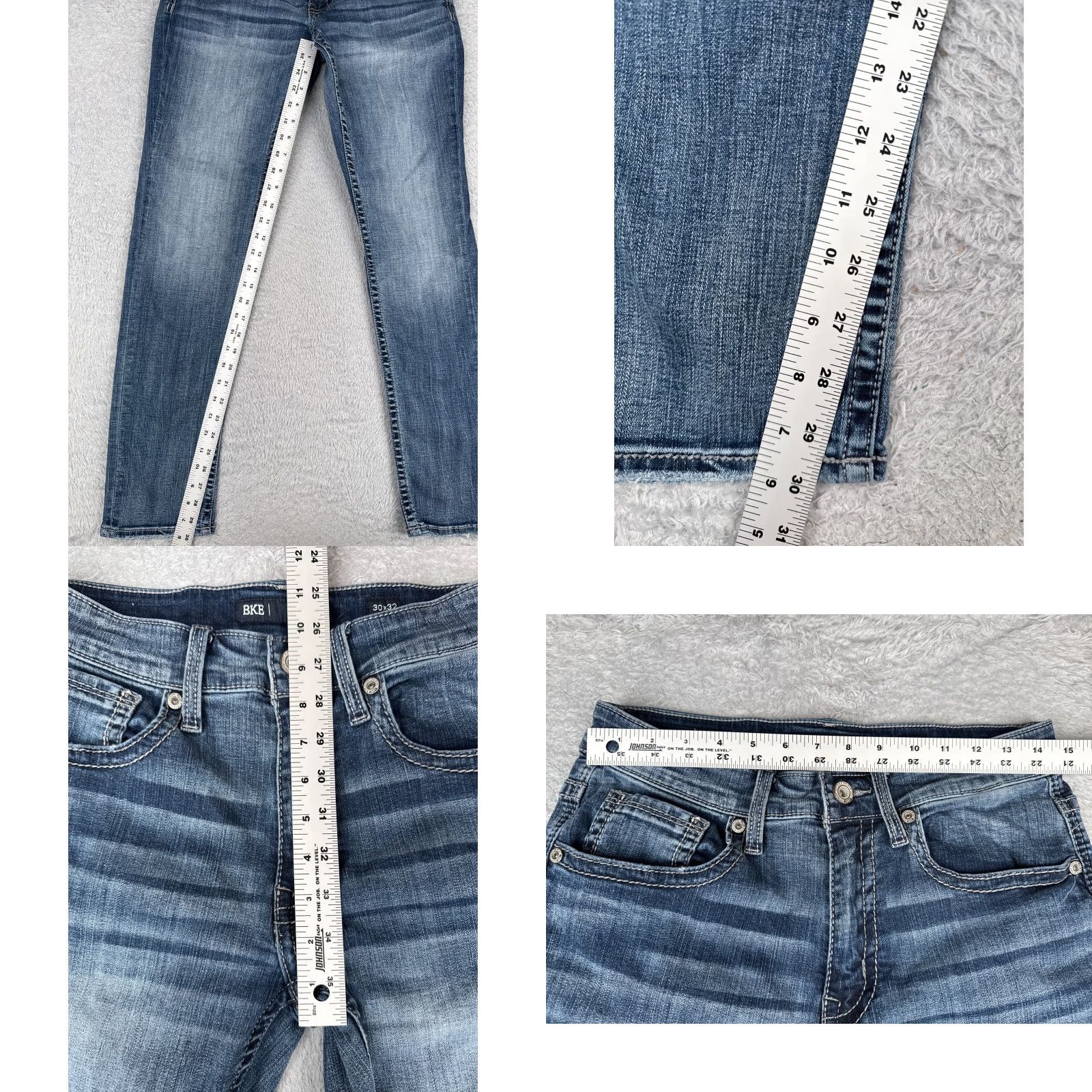 Vintage BKE Jeans Men 30x32 Blue Denim Skinny Mason Cotton Blend Embroidered Mid Rise Jeans Mens 30 Inseam 32in 5-Pocket Logo Harness Buckle Brand Vintage N/A Size US 30 / EU 46 - 8 Thumbnail