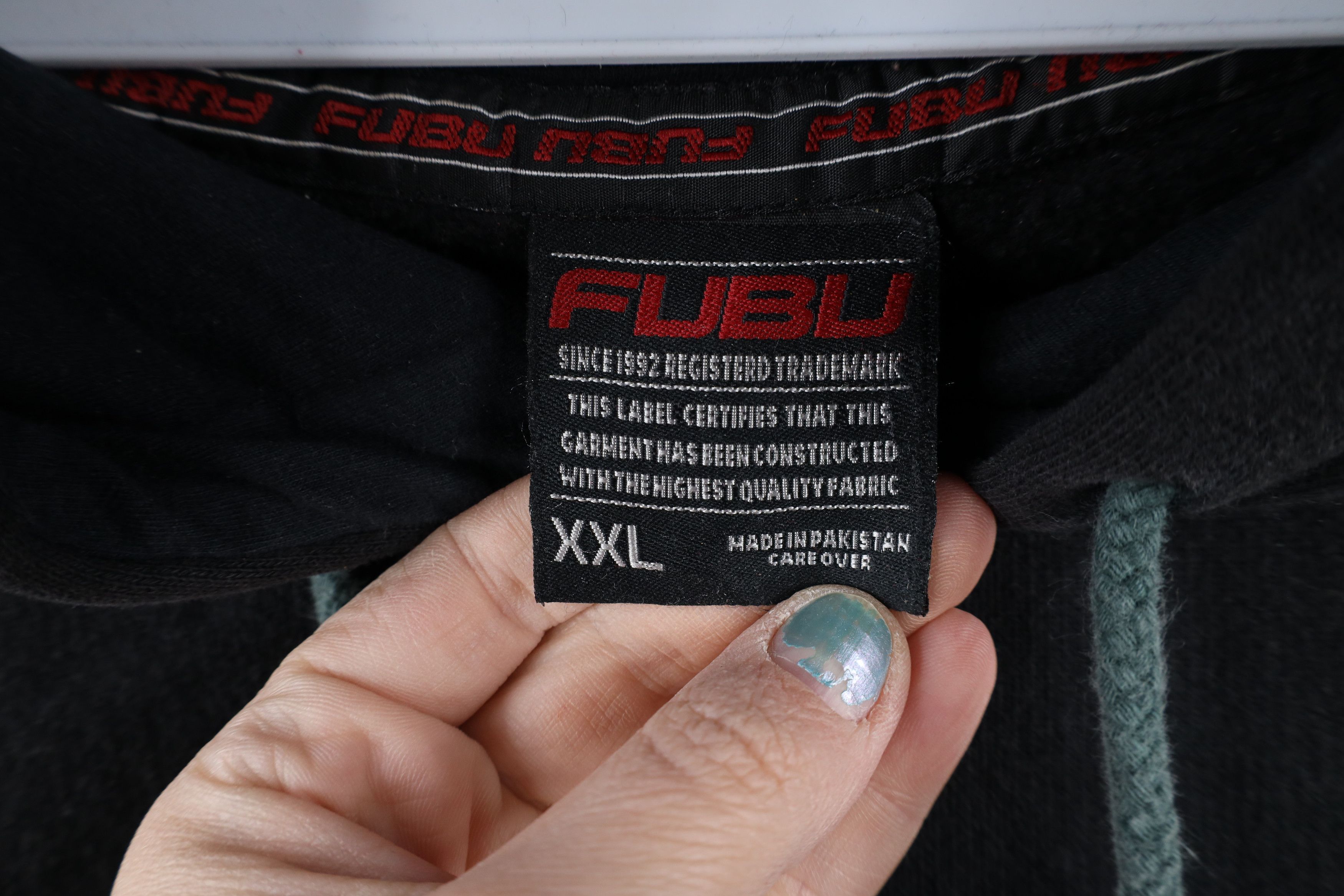 Fubu × Vintage Vintage FUBU Spell Out Baggy Fit Hoodie Sweatshirt Black Size ONE SIZE - 8 Thumbnail