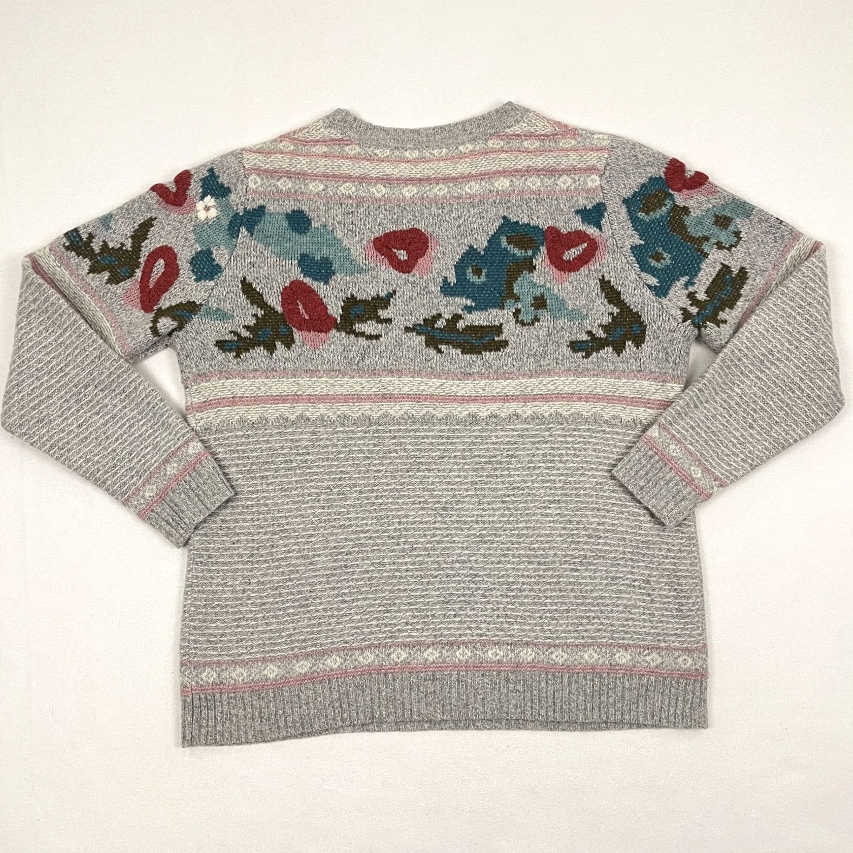 Vintage Sundance Sweater Women M Gray Floral Wool Blend Crewneck Knit Pullover, Casual, Boho Core Size M / US 6-8 / IT 42-44 - 7 Thumbnail