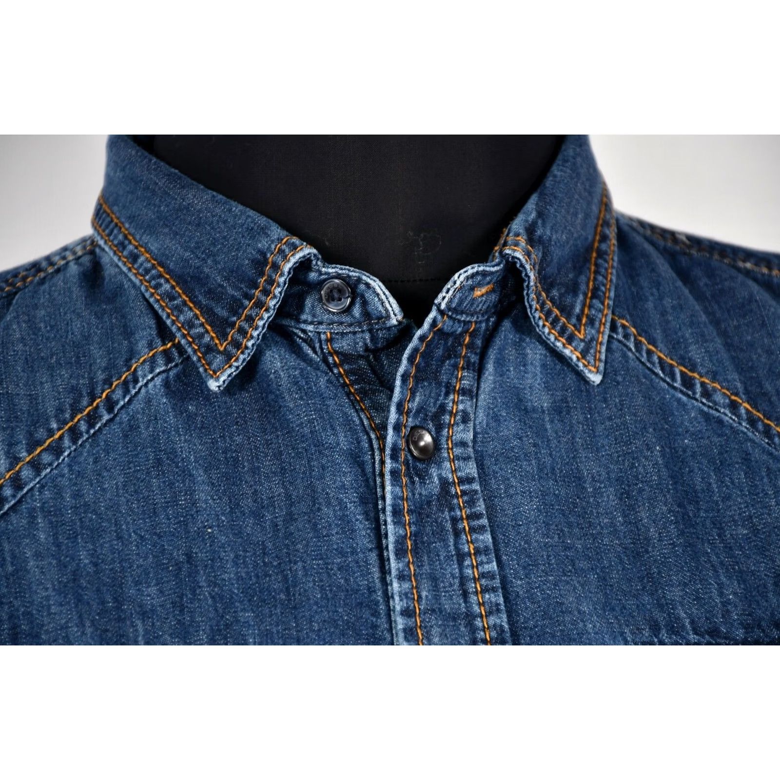 Diesel Diesel Shirt Denim Long Sleeve Slim Fit Snap Pockets Men XL Blue - 100% Cotton, Classic Fit, Button-Up, Casual/Party/Cocktail Size US XL / EU 56 / 4 - 3 Thumbnail
