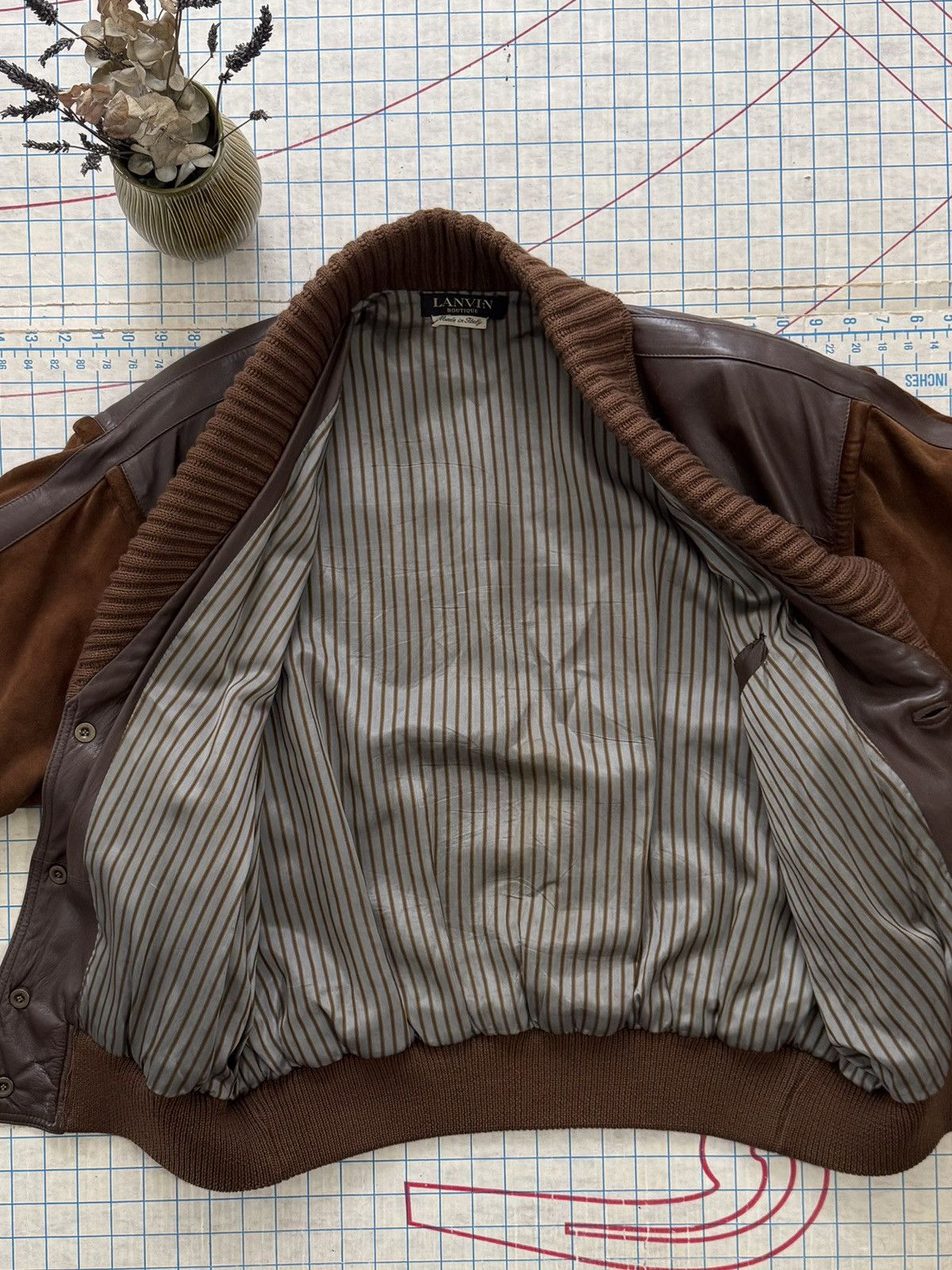 Designer × Lanvin × Vintage Vintage Lanvin Boutique Ovine Leather Shawl Collar Cardigan Size US XL / EU 56 / 4 - 7 Thumbnail