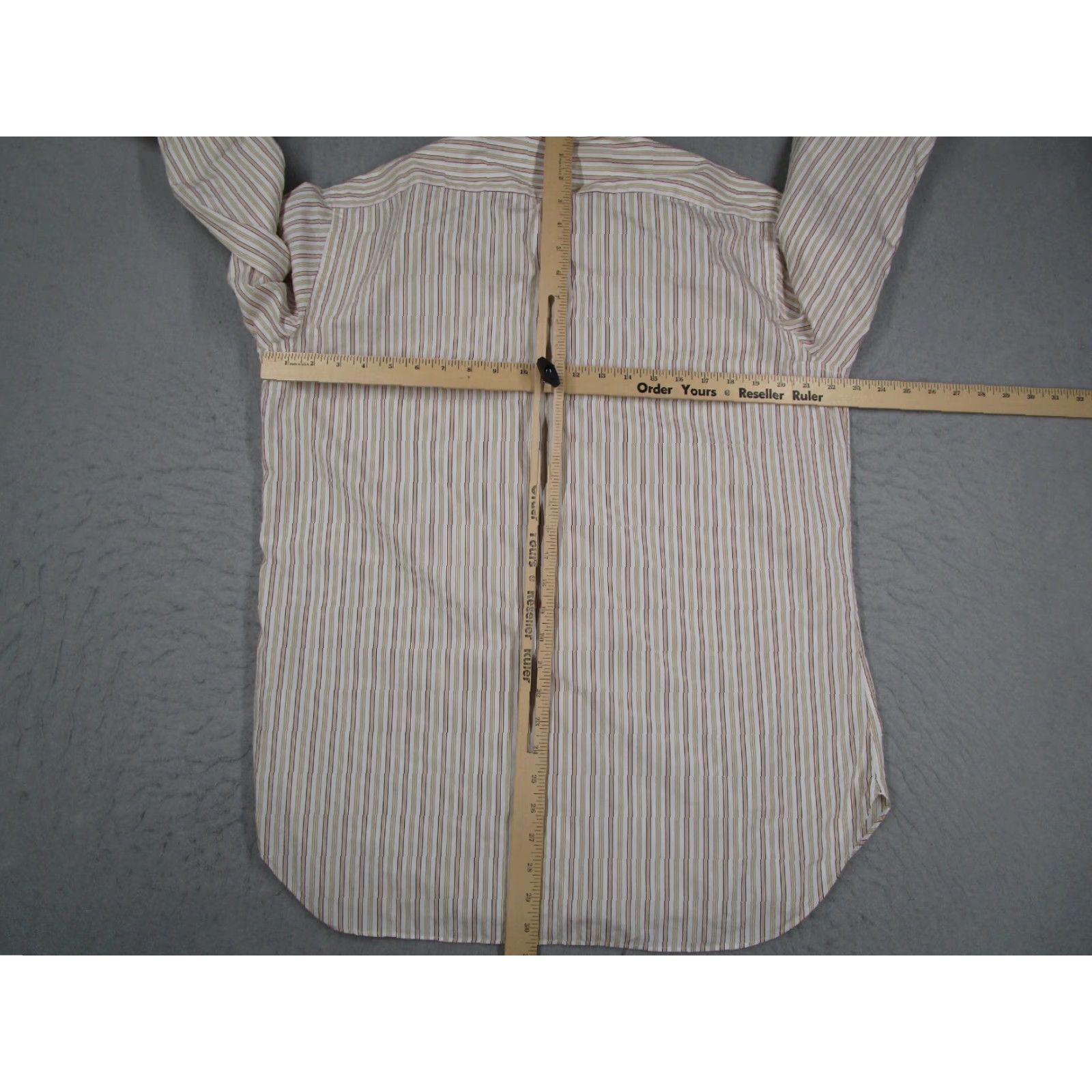 Brioni VINTAGE Brioni Dress Shirt Large 16 Beige Striped Long Sleeve Button Up Italian Designer Mens Size 42R - 6 Thumbnail