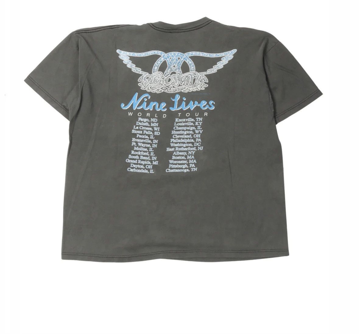 Aerosmith × Band Tees × Vintage Vintage Aerosmith Nine Lives World Tour T- Shirt Size US XL / EU 56 / 4 - 2 Thumbnail