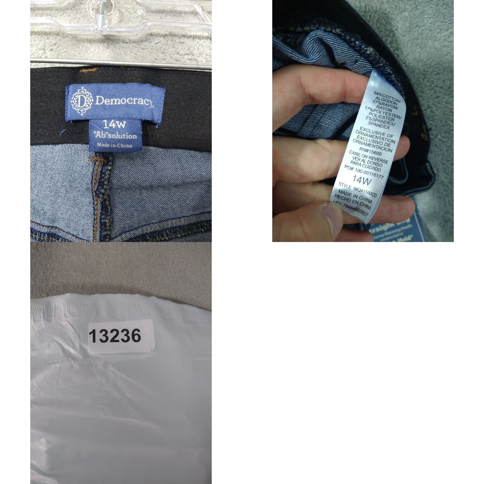 Vintage Democracy Jeans Womens 14W Plus Blue Denim Ab Solution Straight Leg Dark Wash Size 36" / US 14 / IT 50 - 8 Thumbnail