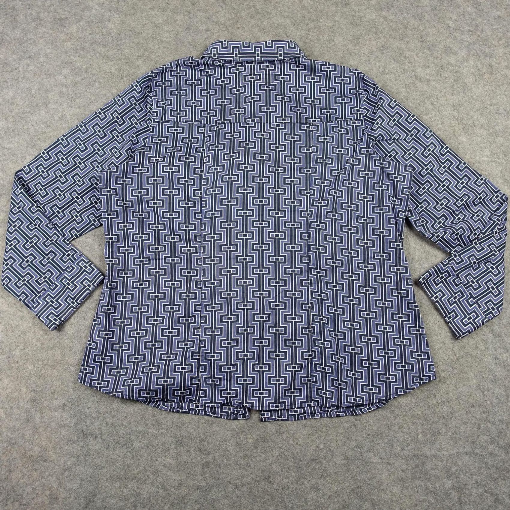 Michael Kors Michael Kors Shirt Womens XL Blue Geometric Print Button Up Cotton Top Work Col 100% Cotton Button-Up Breathable Lightweight Casual Long Sleeve Girls? Size XL / US 12-14 / IT 48-50 - 5 Thumbnail