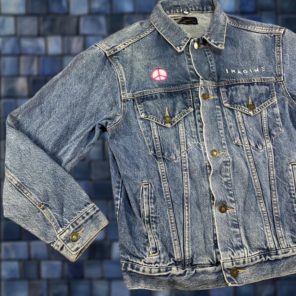 Denime VINTAGE John Lennon Denim Jacket Mens S Blue Imagine The Beatles 90s Trucker Size US S / EU 44-46 / 1 - 1 Thumbnail