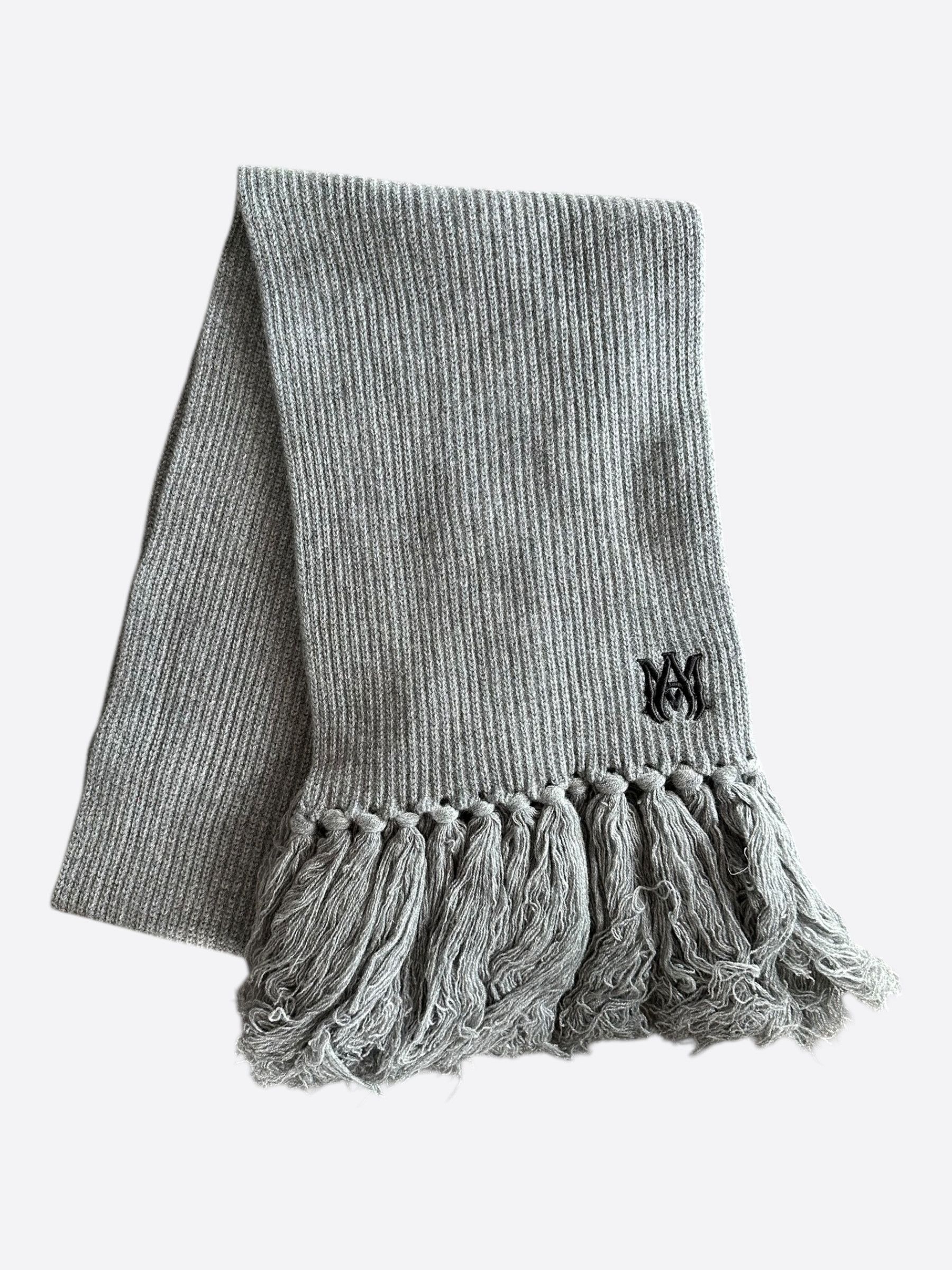 Amiri Amiri Grey & Black Wool Knit MA Logo Scarf Size ONE SIZE - 1 Thumbnail