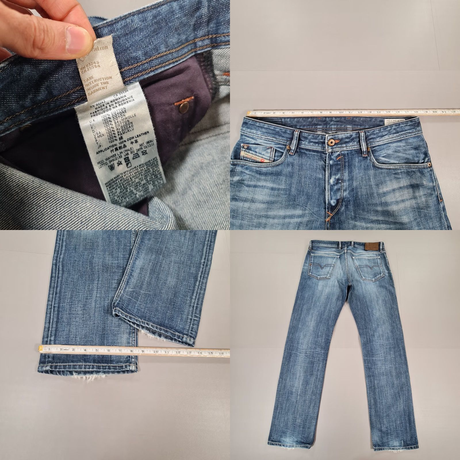 Diesel Diesel Jeans Blue Waykee Regular Straight Distressed Denim W34 L34 Button Fly 5-Pocket Mens Size US 34 / EU 50 - 8 Thumbnail