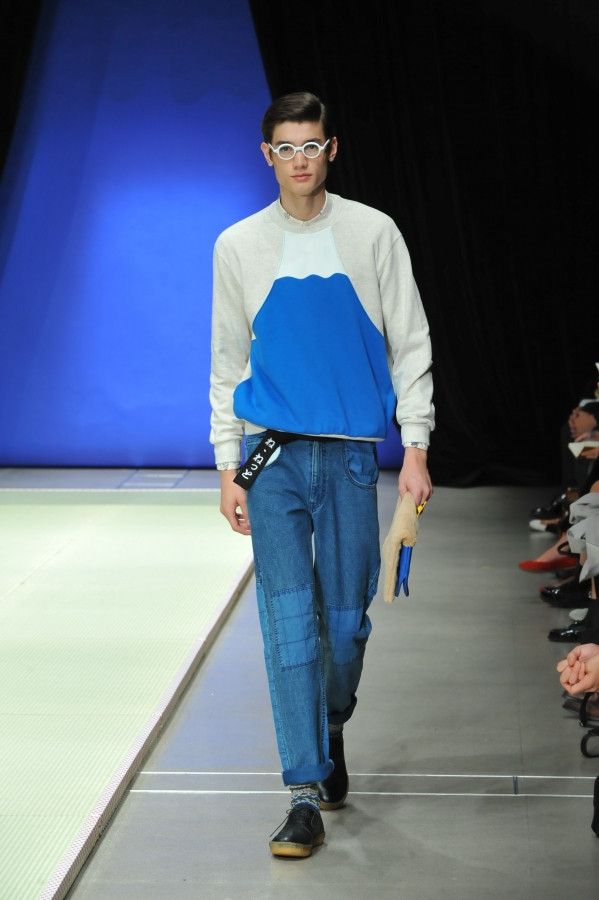 image of Issey Miyake x Ne Net Ne-Net - Double Knee Patch - Jeans - Ss15 in Blue, Men's (Size 29)