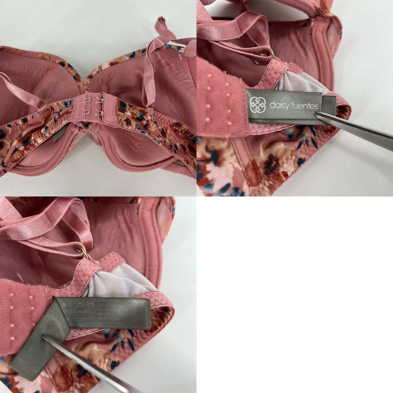Pinko Daisy Fuentes Bra Women's 36C Pink Floral Print Underwired Push Up Shirt Adult Womens 36C Pink Floral Daisy Fuentes Bra Size ONE SIZE - 8 Thumbnail