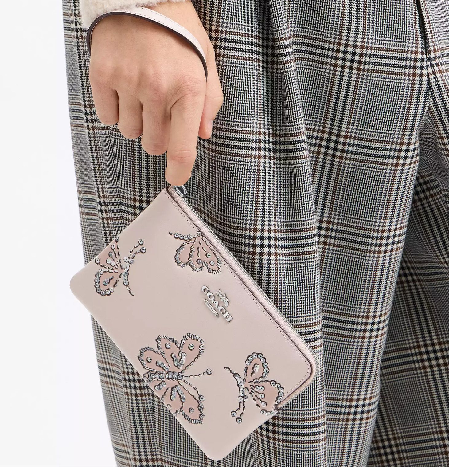 Coach Corner Zip Wristlet With Sparkly Butterfly Print CCJ72 Size ONE SIZE - 5 Thumbnail