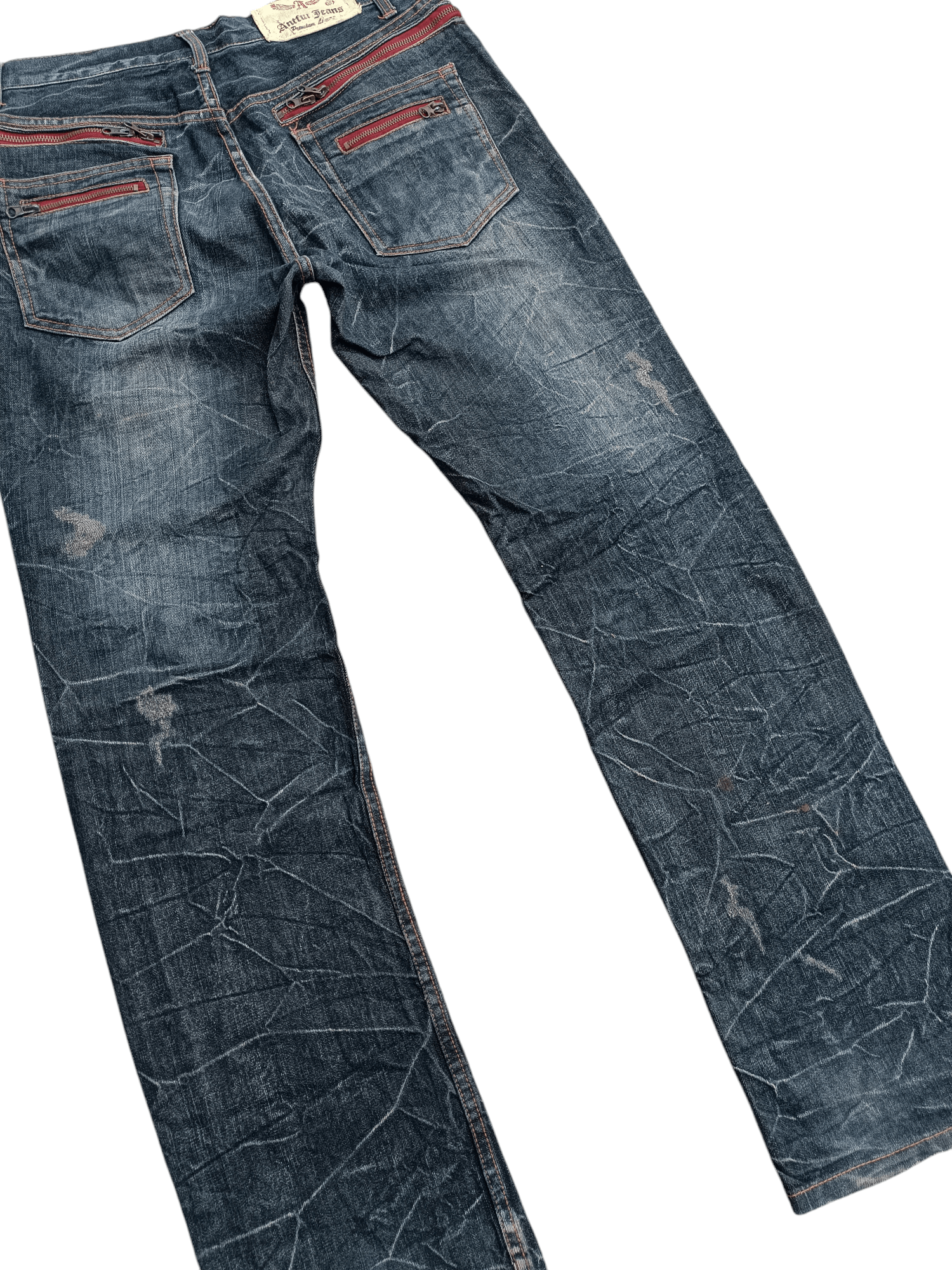 PPFM × Tornado Mart VINTAGE 🔥 Japanese Brand Antful Distressed Whiskers Jeans Size US 33 - 3 Thumbnail