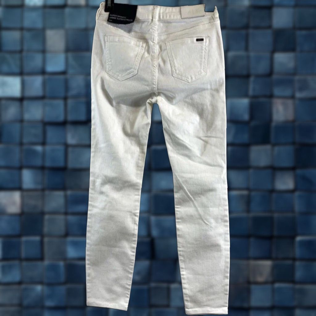 Armani Exchange VINTAGE Armani Exchange White MidRise Skinny Jeans 25R Womens Regular 26in Inseam Denim 5-Pocket Zipper Distressed Shine? Size 42" / US 20 - 1 Thumbnail
