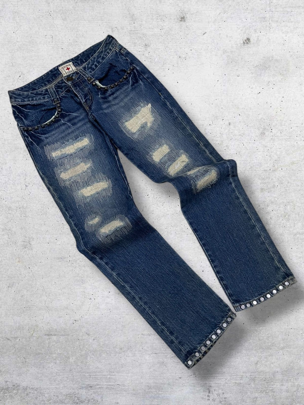 Hysteric Glamour VINTAGE COOK 90S JAPAN DESIGNER SCAB DISTRESSING OG DENIM Size US 26 / EU 42 - 2 Thumbnail