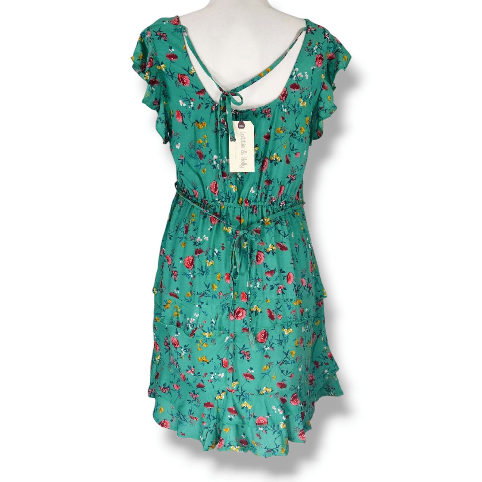 Other NWT Lottie & Holly Floral Mini Dress L 12 Green Pink Size L / US 10 / IT 46 - 3 Thumbnail